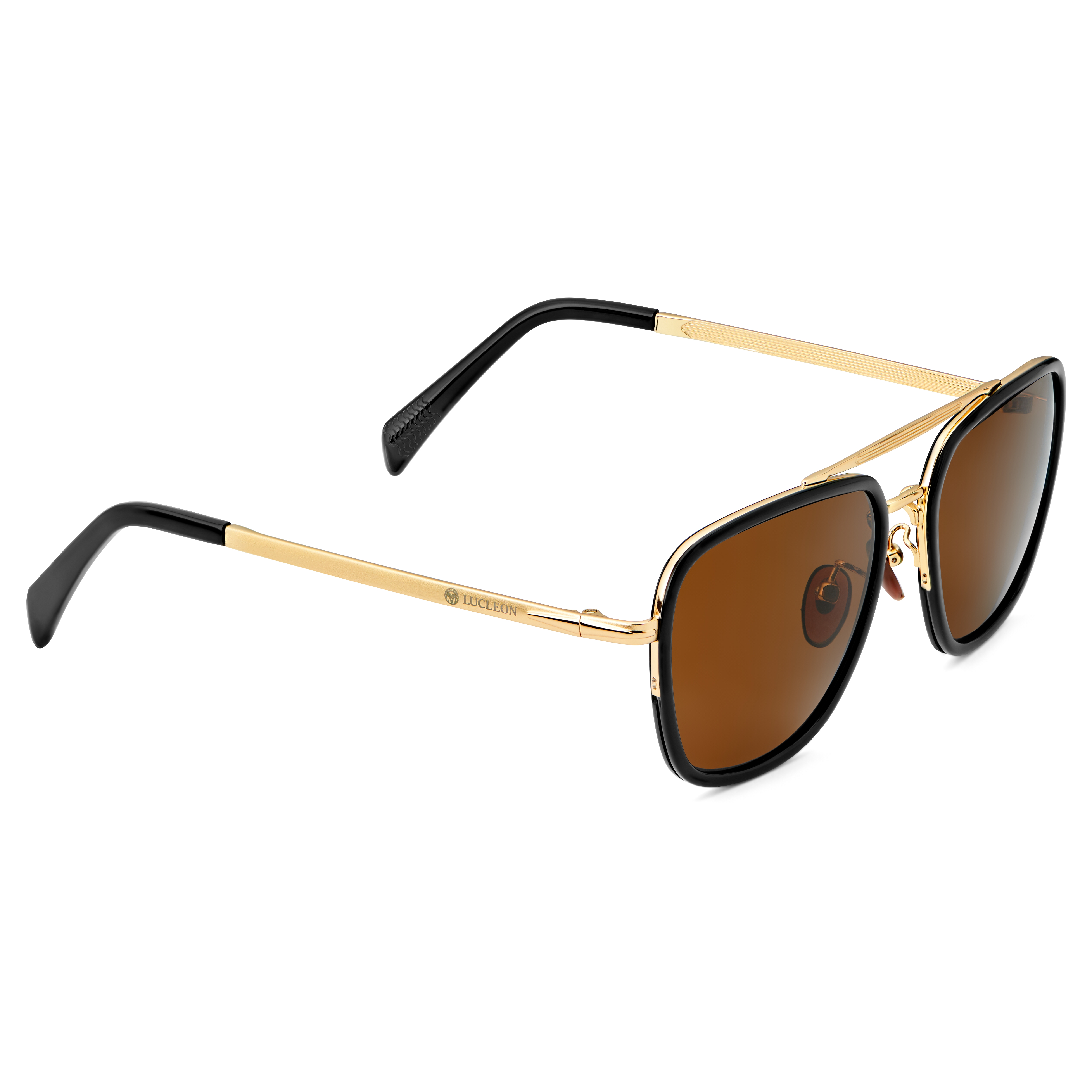 Black & Gold-tone Steel Aviators - 3