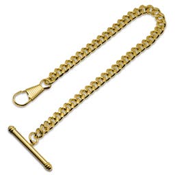 Gold-Tone Steel T-Bar Pocket Watch Chain