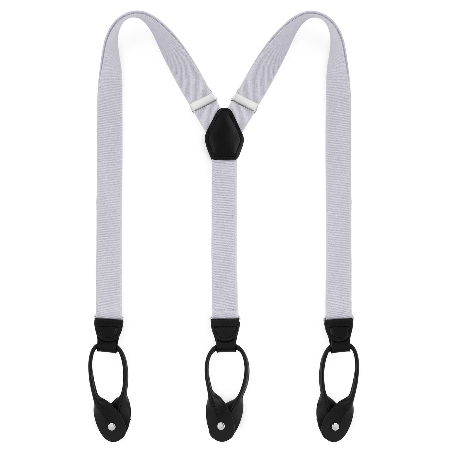 Wąskie jasnoszare szelki na guziki Wąskie jasnoszare szelki na guziki