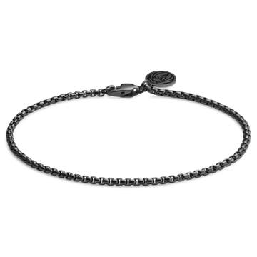 Essentials | 2 mm Gunmetal Schwarzes Quadratisches Box Kettenarmband Essentials | 2 mm Gunmetal Schwarzes Quadratisches Box Kettenarmband