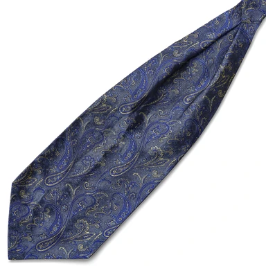 Lyseblå og gullfarget Ascot med paisley mønster Lyseblå og gullfarget Ascot med paisley mønster