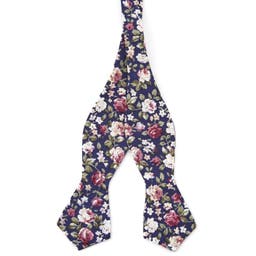 Dark Blue Floral Self-Tie Bow Tie