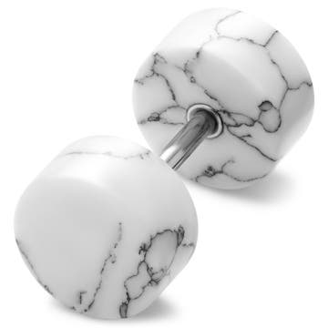 Satago | 1/3" (8 mm) White Turquoise & Stainless Steel Faux Plug Stud Earring Satago | 1/3" (8 mm) White Turquoise & Stainless Steel Faux Plug Stud Earring