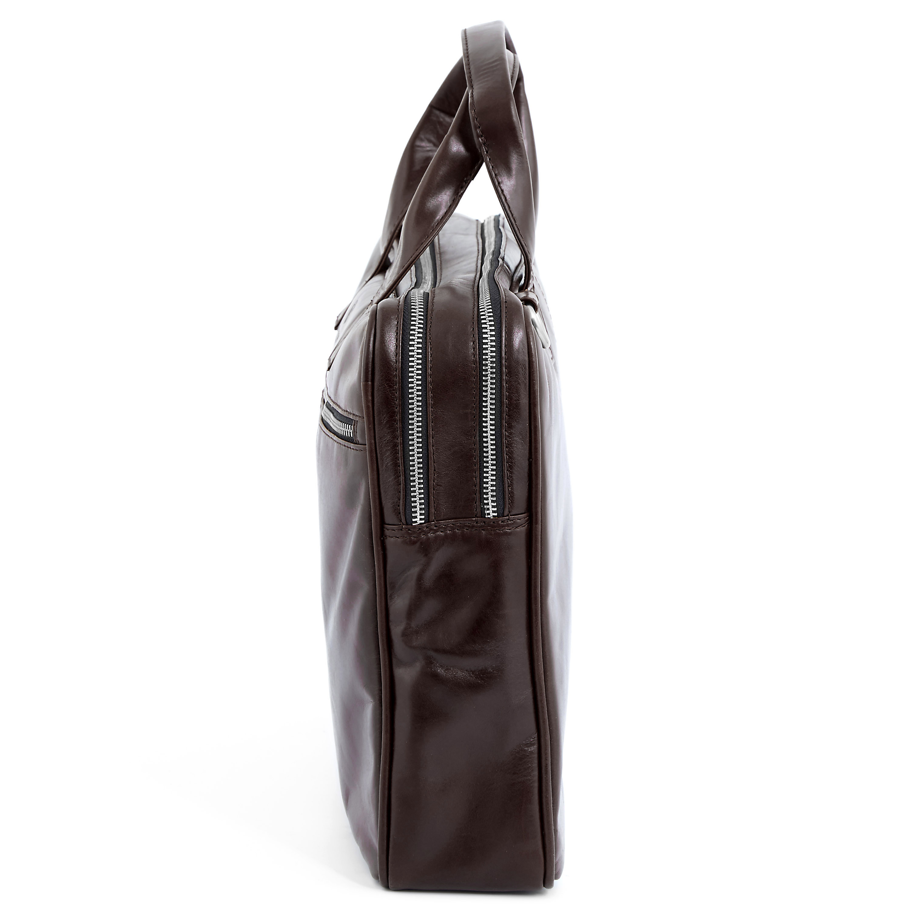 Tamnosmeđa torba za računalo Jasper s dvostrukim patentnim zatvaračem - 3