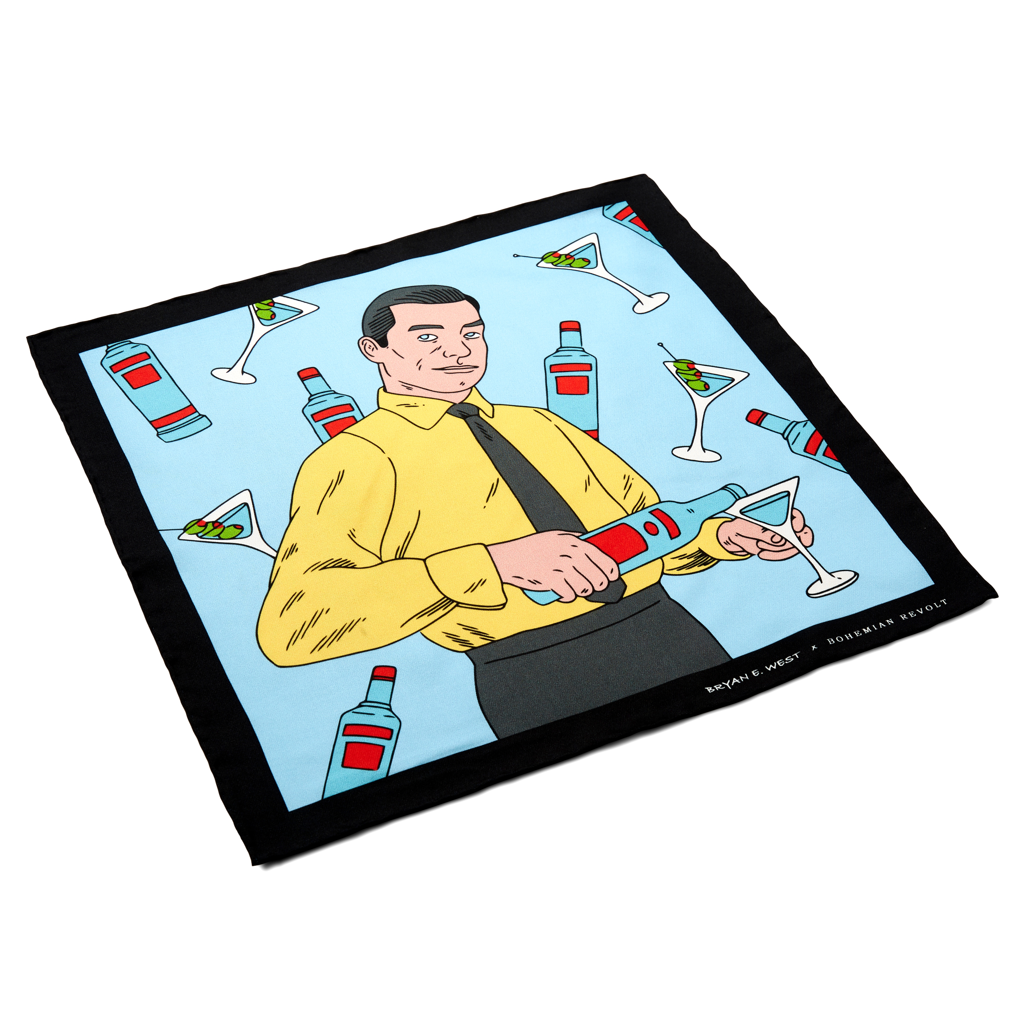 New Age | Black, Blue & Yellow Bryan E West Design Silk Pocket Square - 2