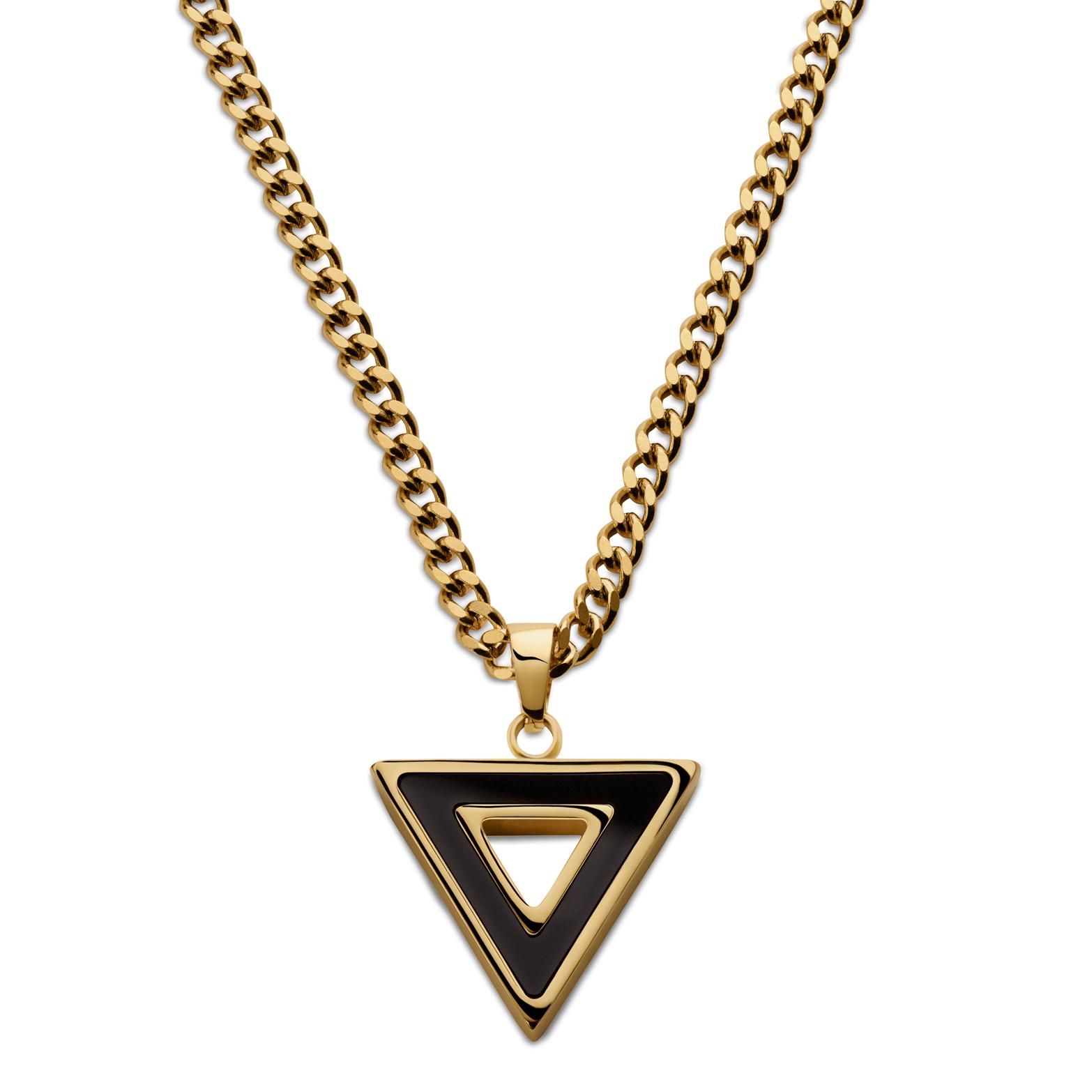 Cruz | Collar triangular de ónix negro dorado Cruz | Collar triangular de ónix negro dorado