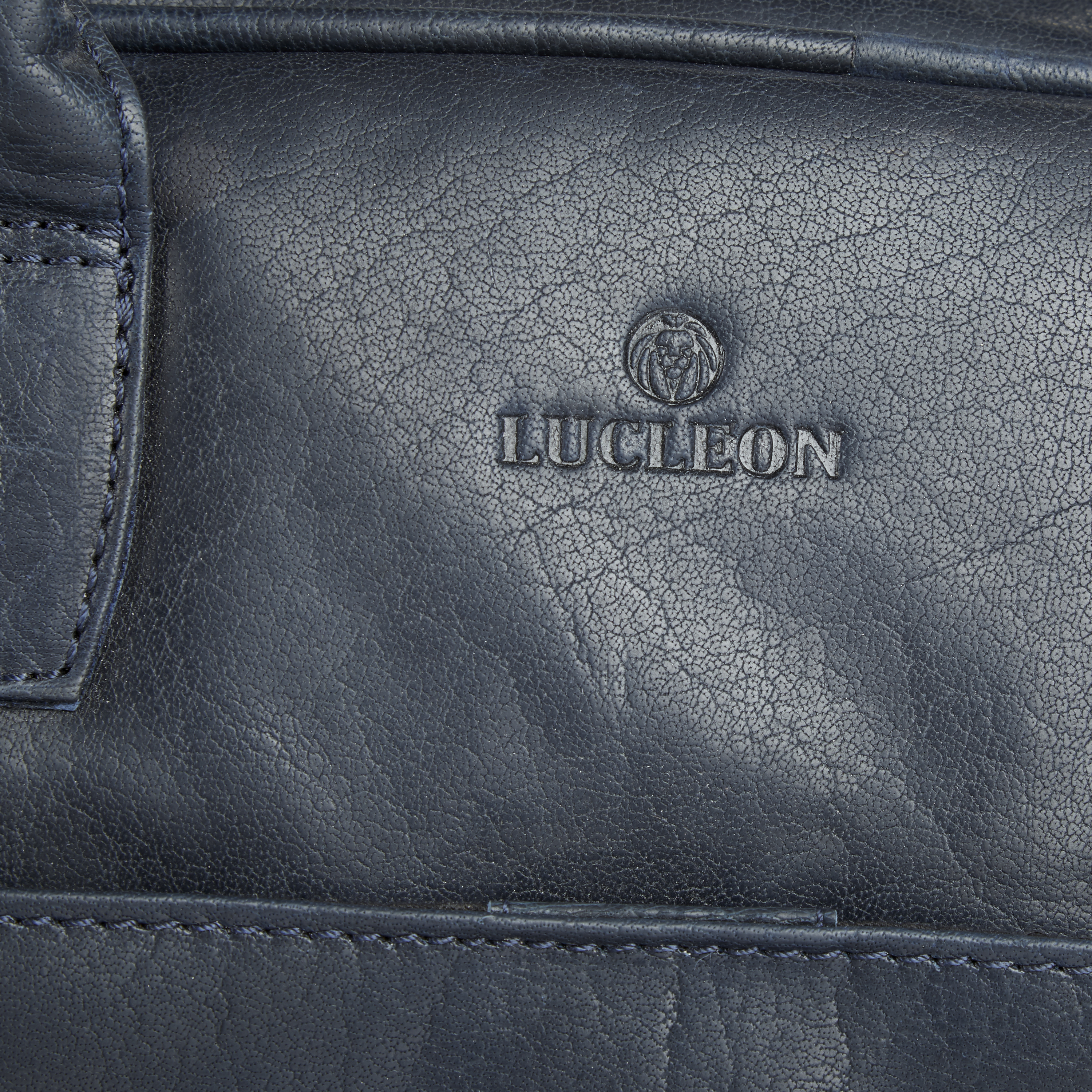 Montreal Double Zip Executive Navy Blue Leather Bag - 8