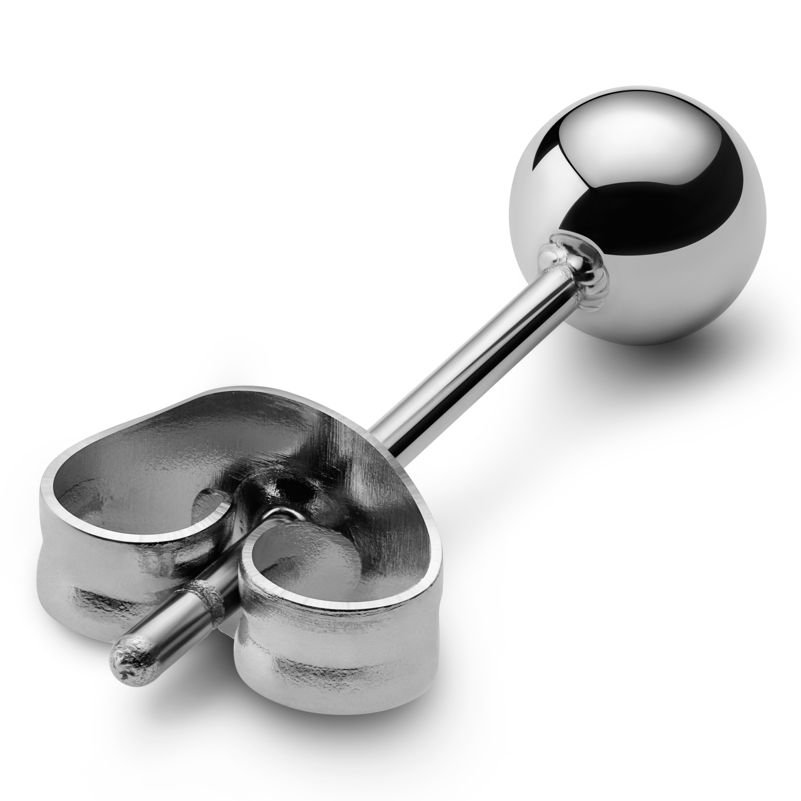 4 mm Silver-Tone Stainless Steel Ball-Tipped Stud Earring - 2