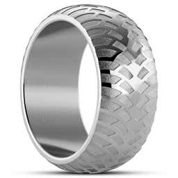 Tigris | 3/8" (10 mm) Silver-tone Tire Pattern Ring