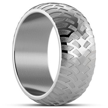 Tigris | 3/8" (10 mm) Silver-tone Geometric Pattern Ring