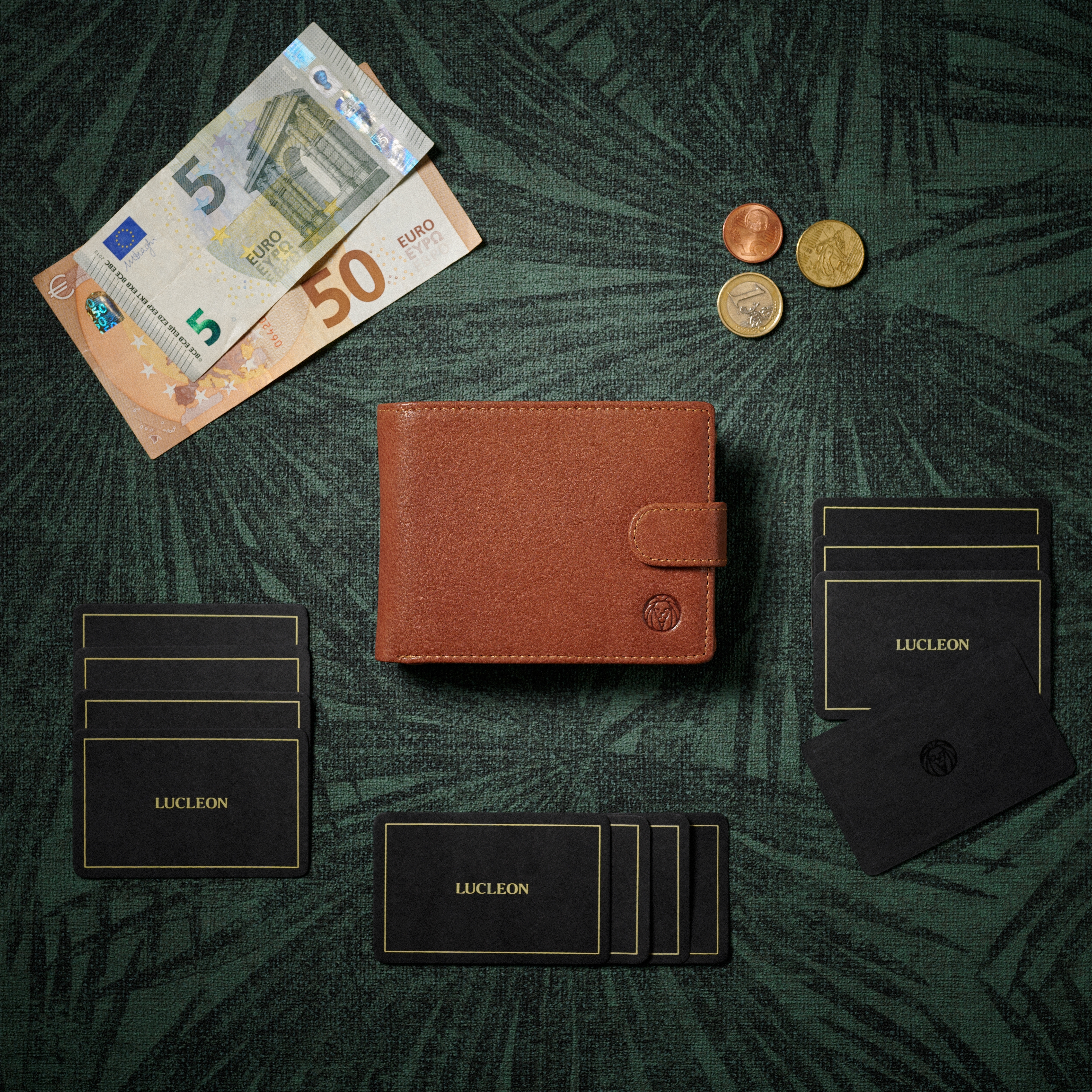 Portefeuille en cuir brun havane ergonomique Cambodia - 5