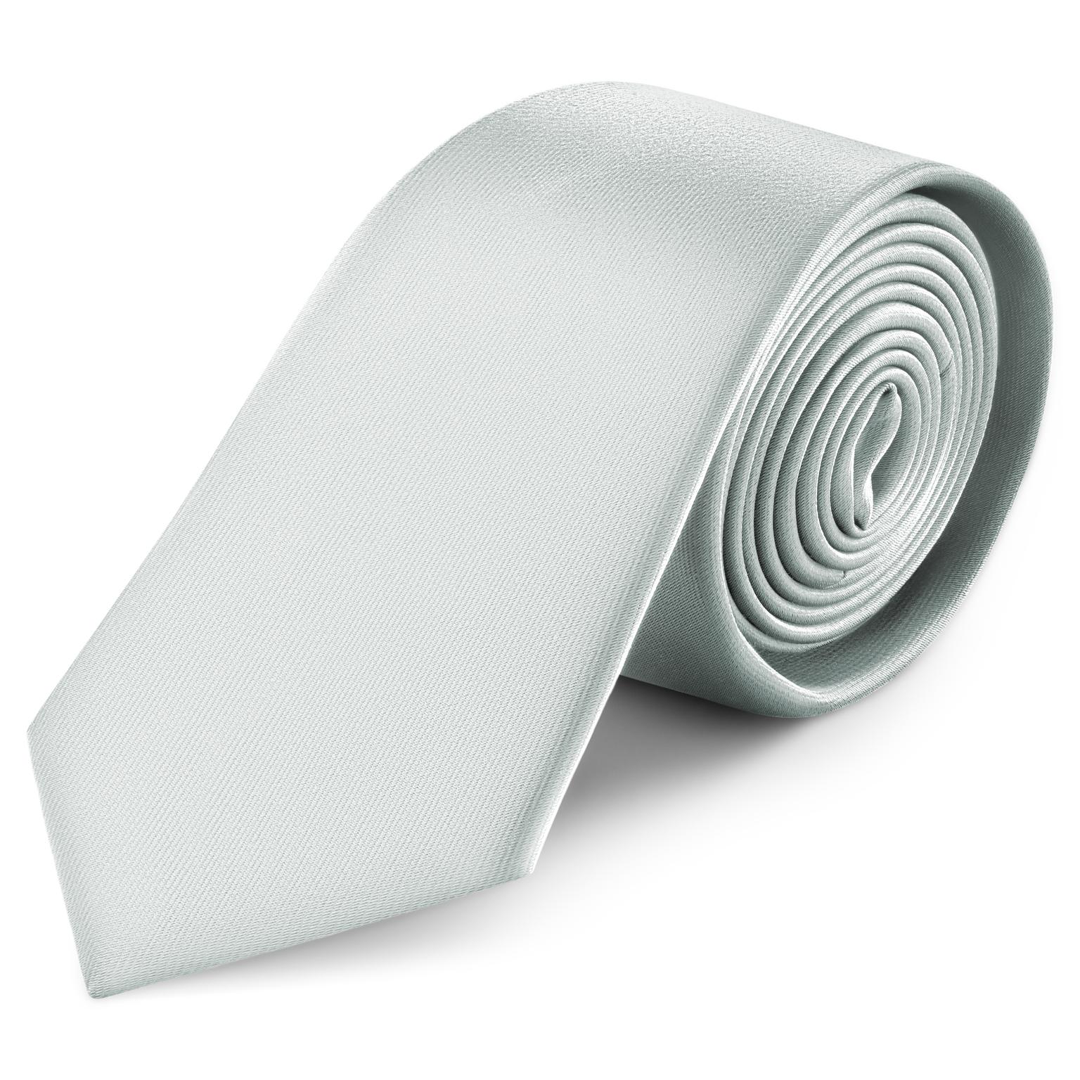 Cravate en satin couleur argent - 8 cm Cravate en satin couleur argent - 8 cm