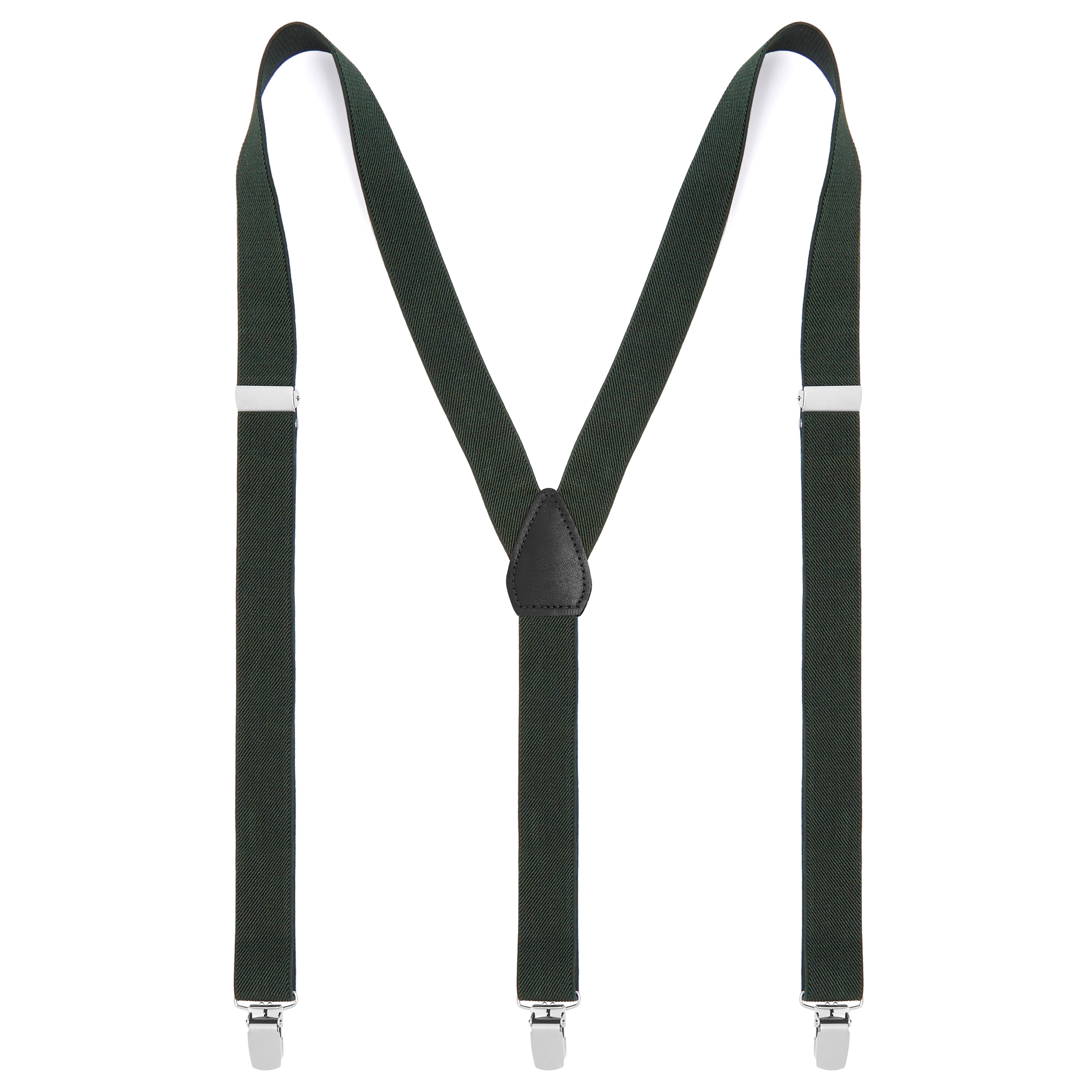 Dark Green Slim Clip-On Suspenders