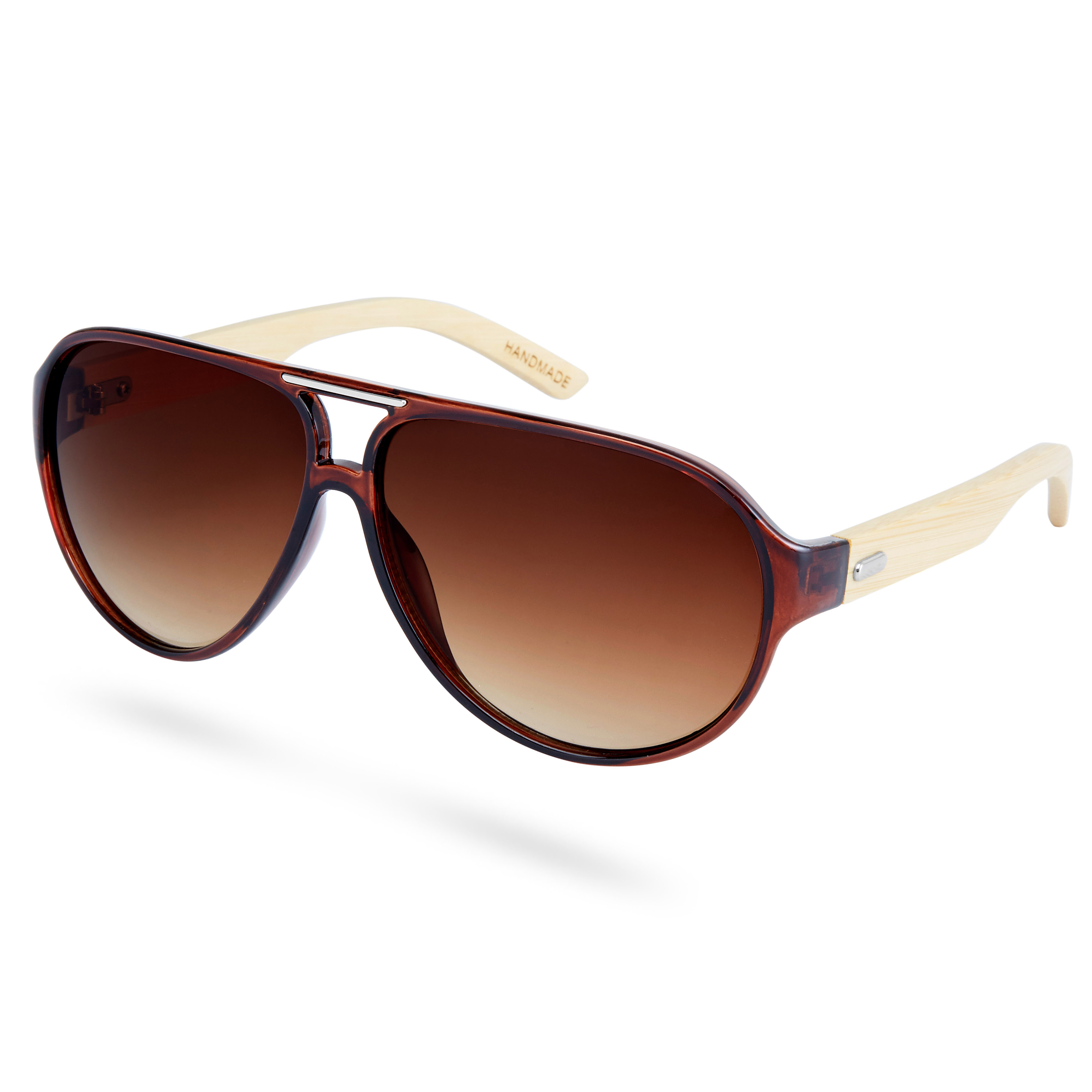 Brown Gradient Bamboo Wood Sunglasses - 2