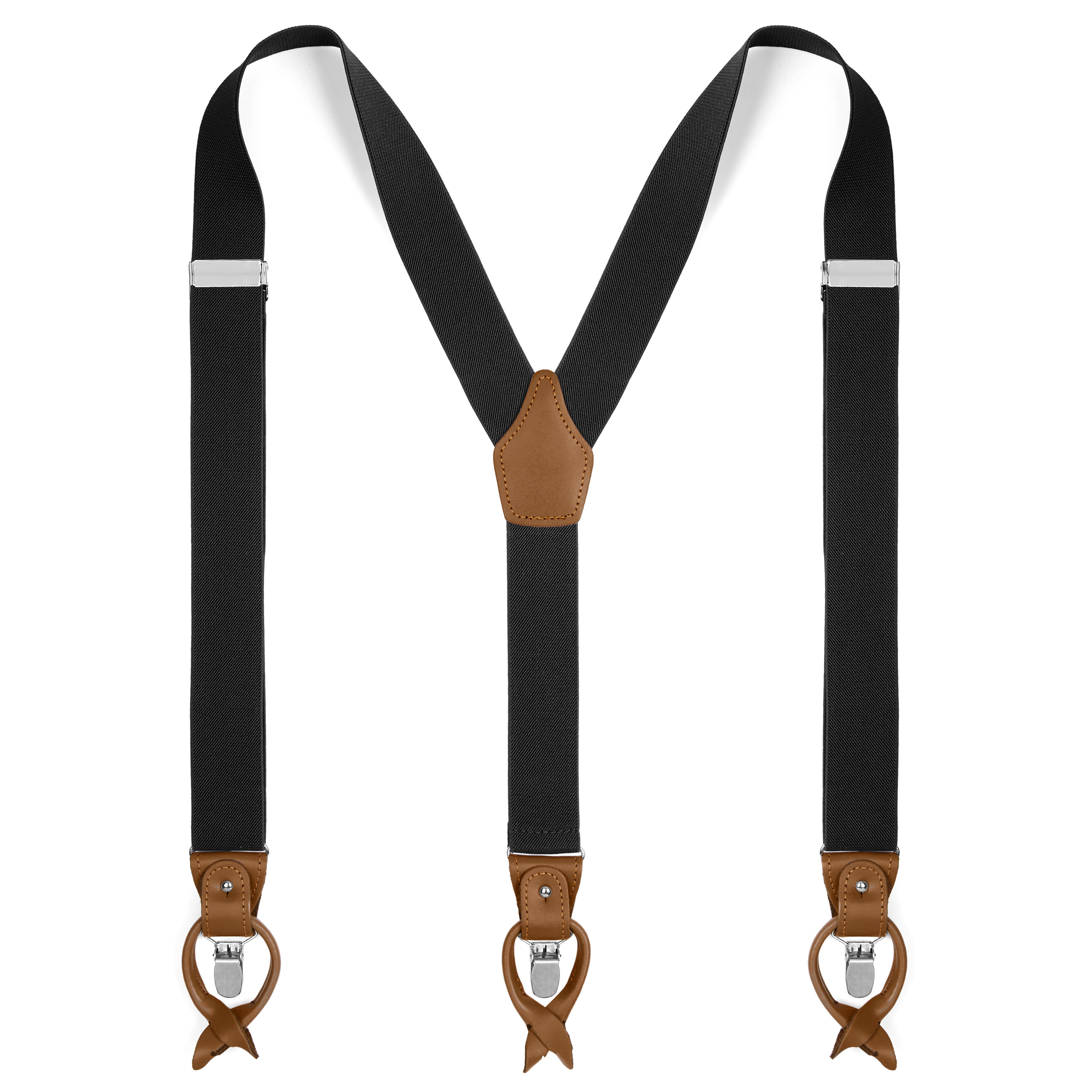 Wide Black Convertible Suspenders