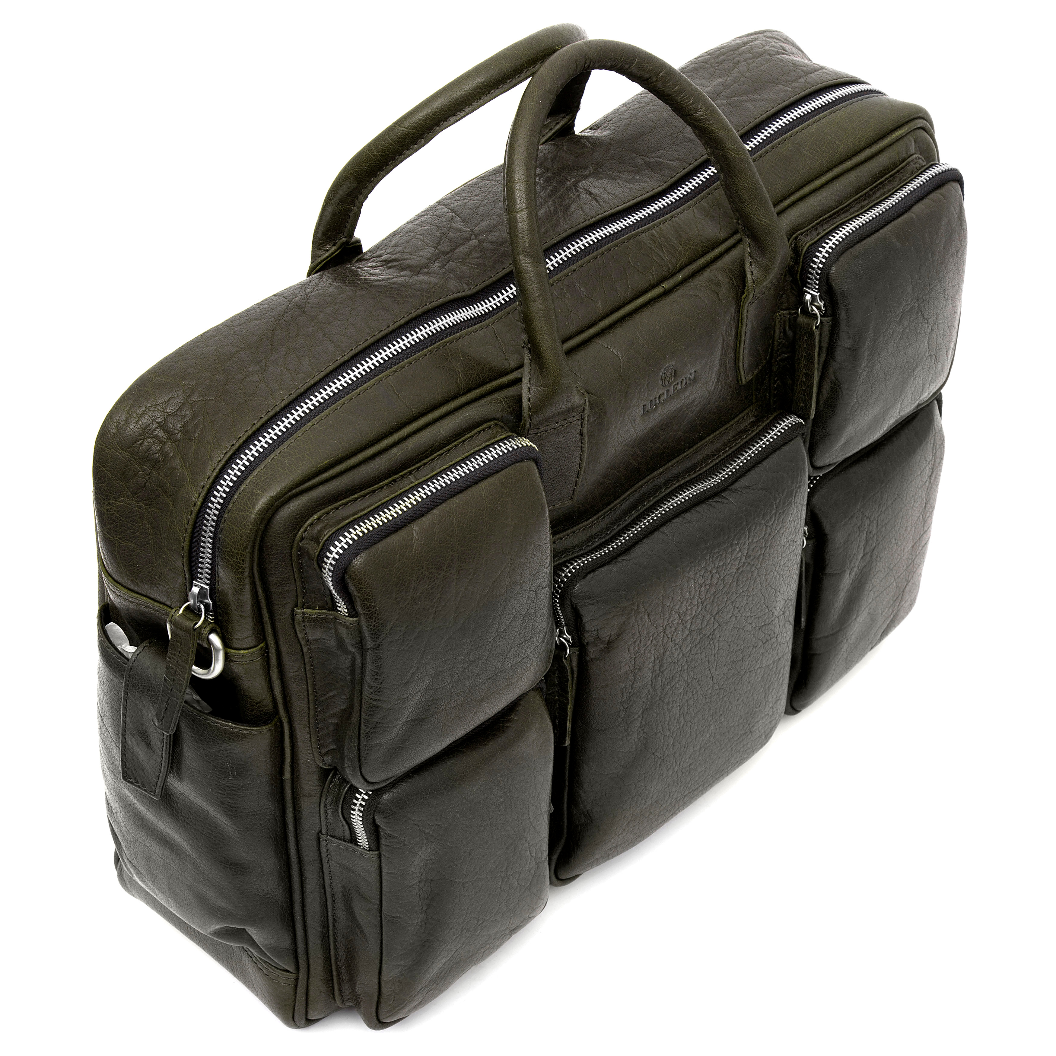 Montreal Safari Olivgrüne Leder Reisetasche  - 6