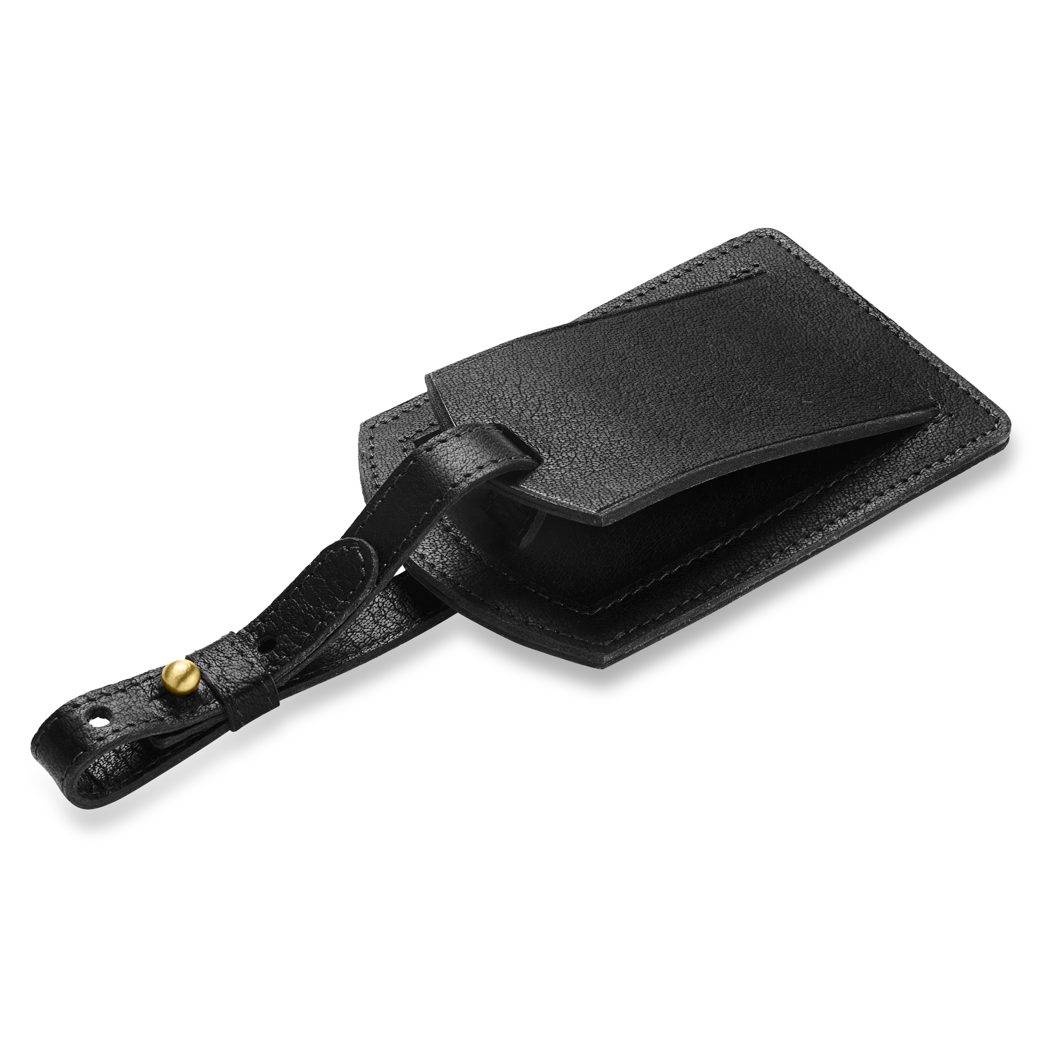 Bagasjemerke | Svart fullnarvet bøffelskinn | Avrundet - 3