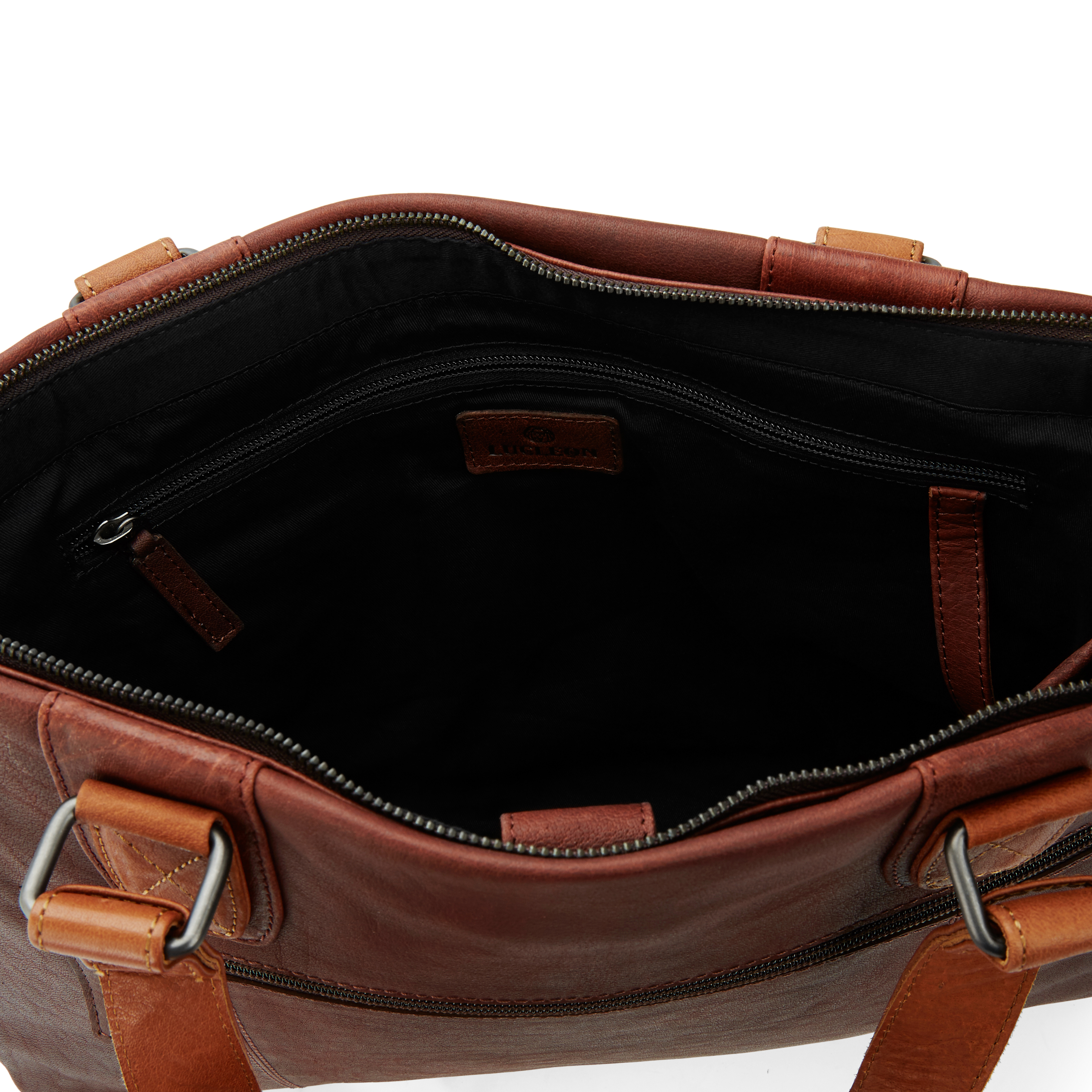 Sac en cuir marron et havane Oxford Classic - 8