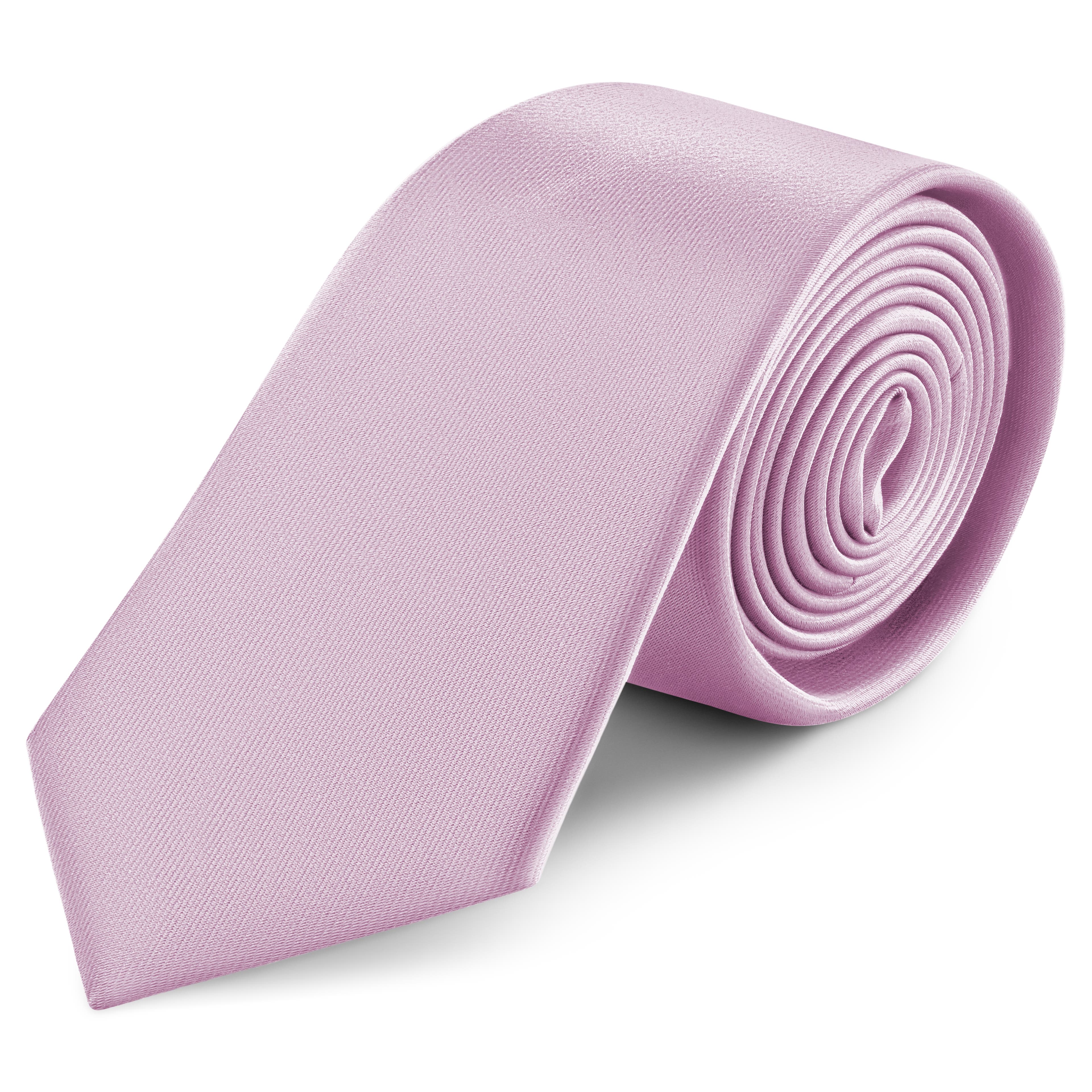 Светлолилава сатенена вратовръзка 8 см