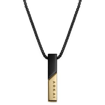 Rico | Black Stainless Steel With Black & Gold-Tone Rectangular Box Chain Necklace