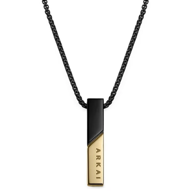 Collar con colgante de color dorado y negro Rico Collar con colgante de color dorado y negro Rico