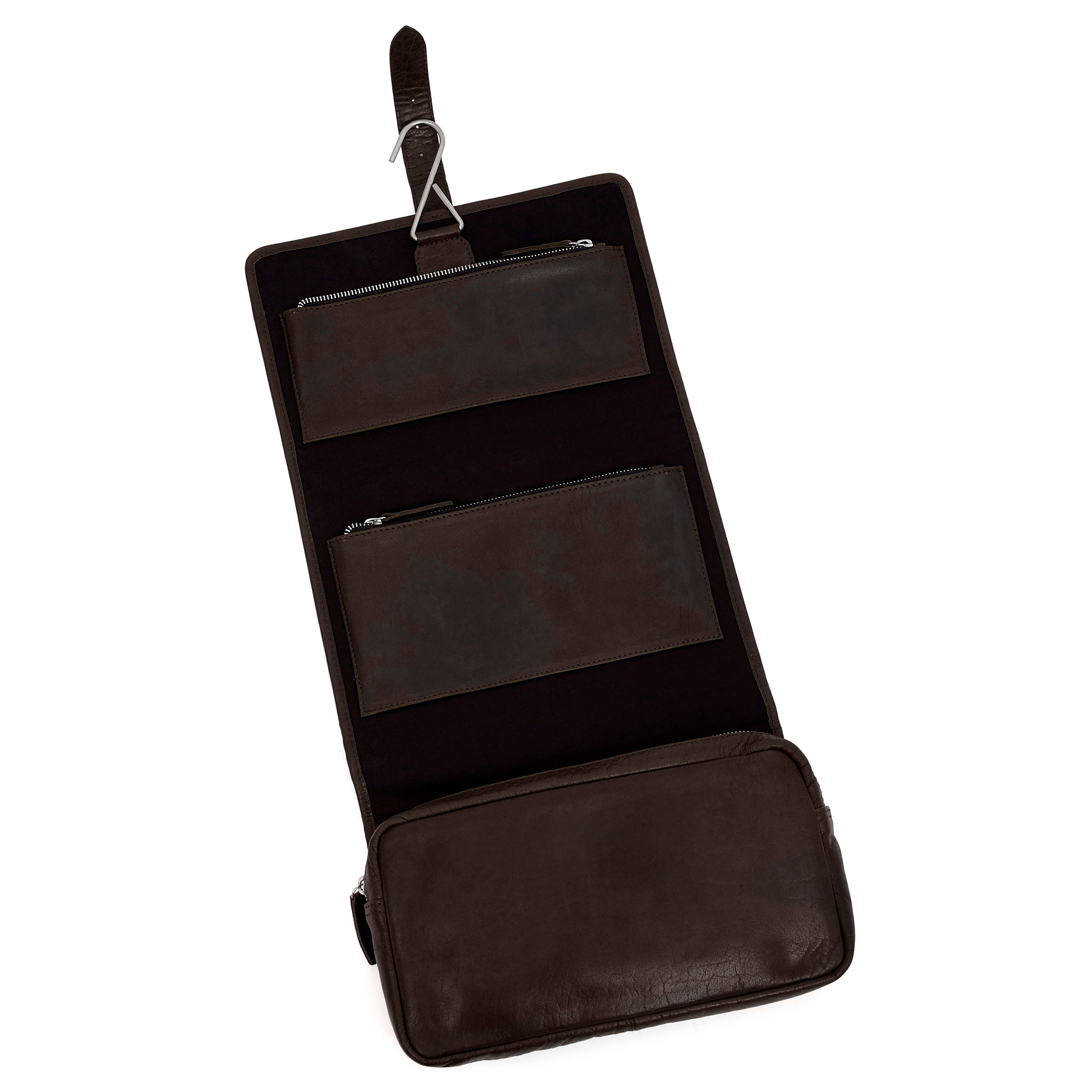 Montreal Hanging Brown Leather Wash Bag - 6