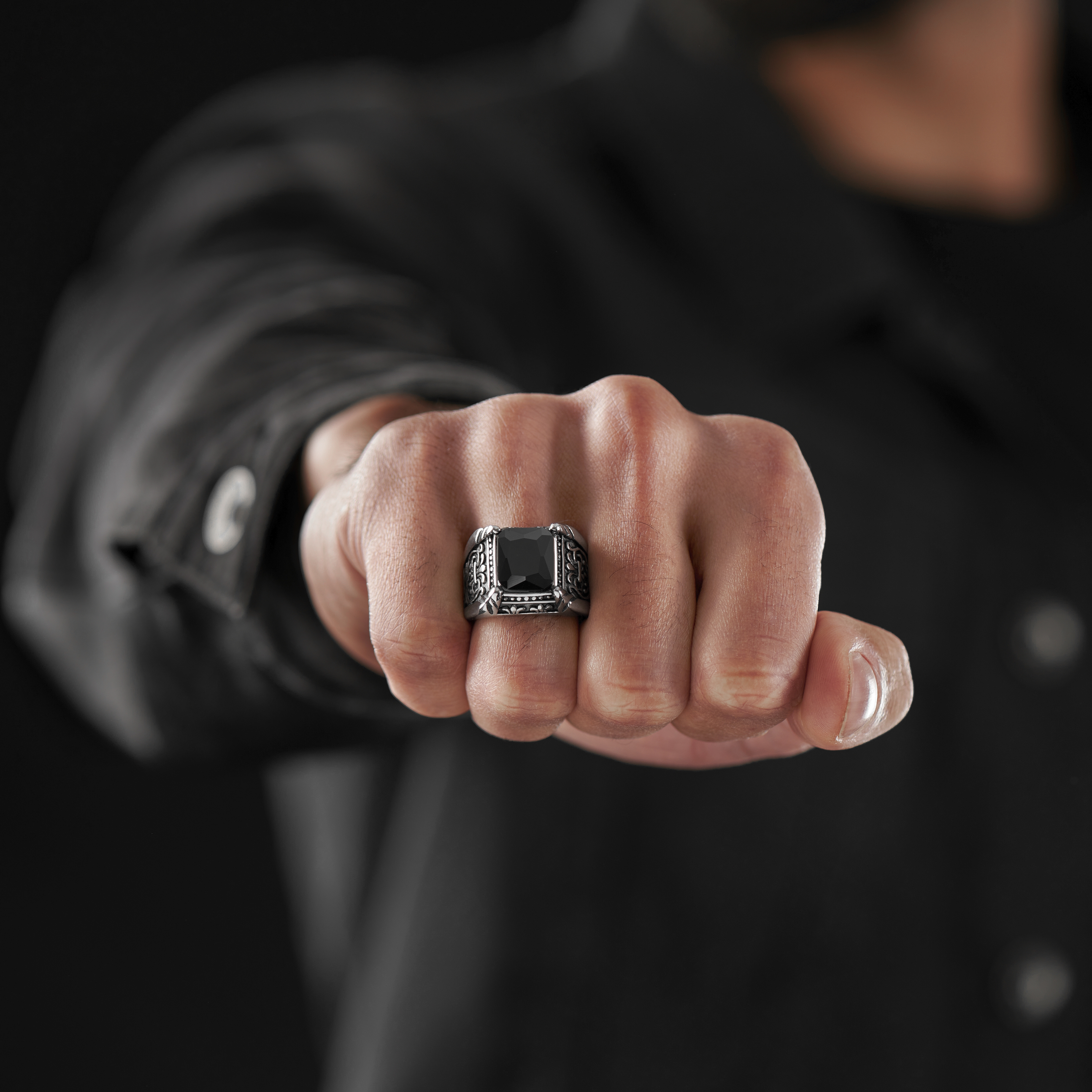 Maskulin Romersk Stålring - 5