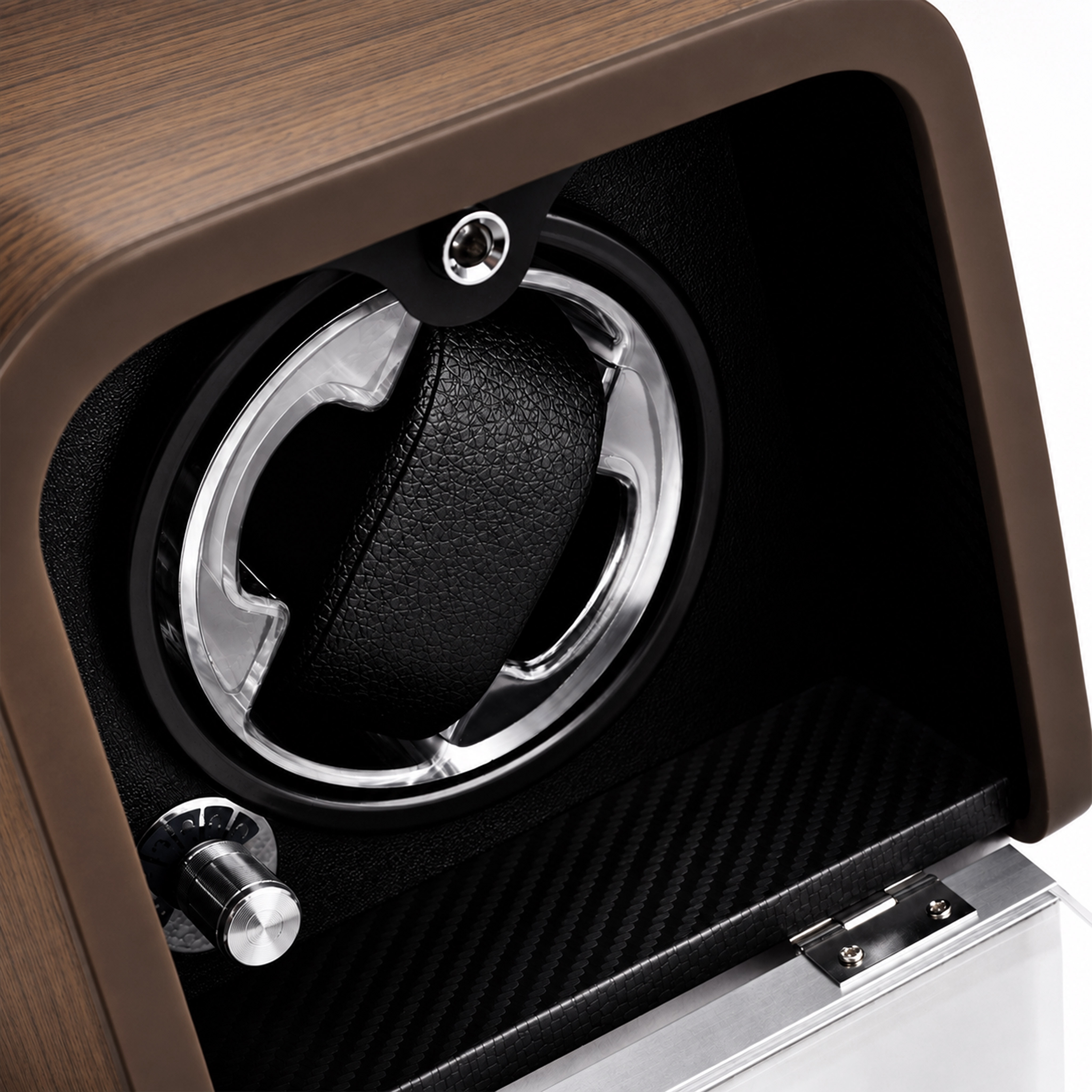 Chrono | Brown Watch Winder, Black Interior with Illumination - 6