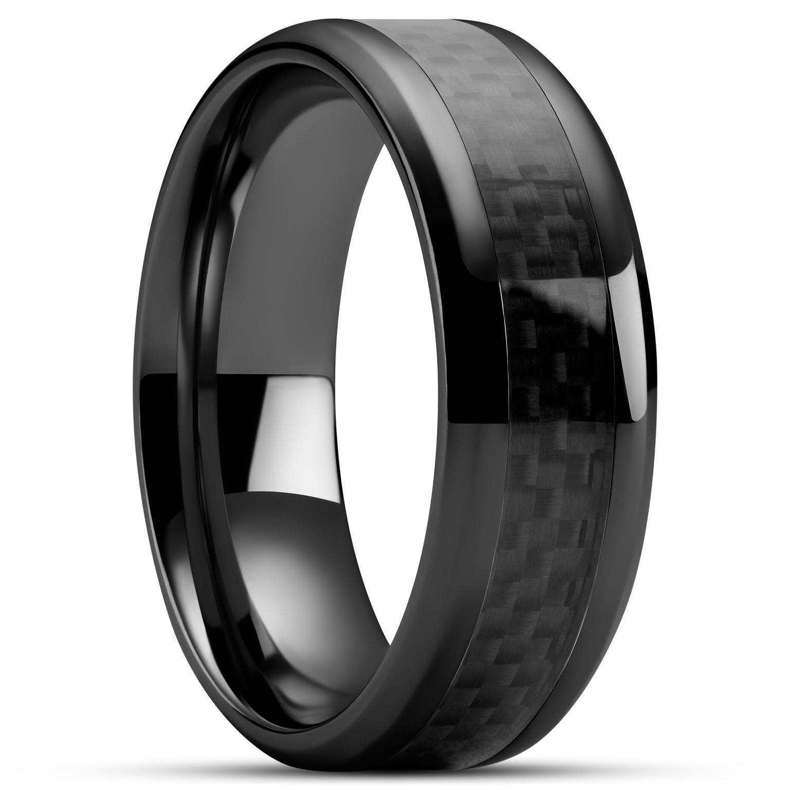 Hyperan | 8 mm Μαύρο Δαχτυλίδι Τιτανίου με Carbon Fibre Inlay Hyperan | 8 mm Μαύρο Δαχτυλίδι Τιτανίου με Carbon Fibre Inlay