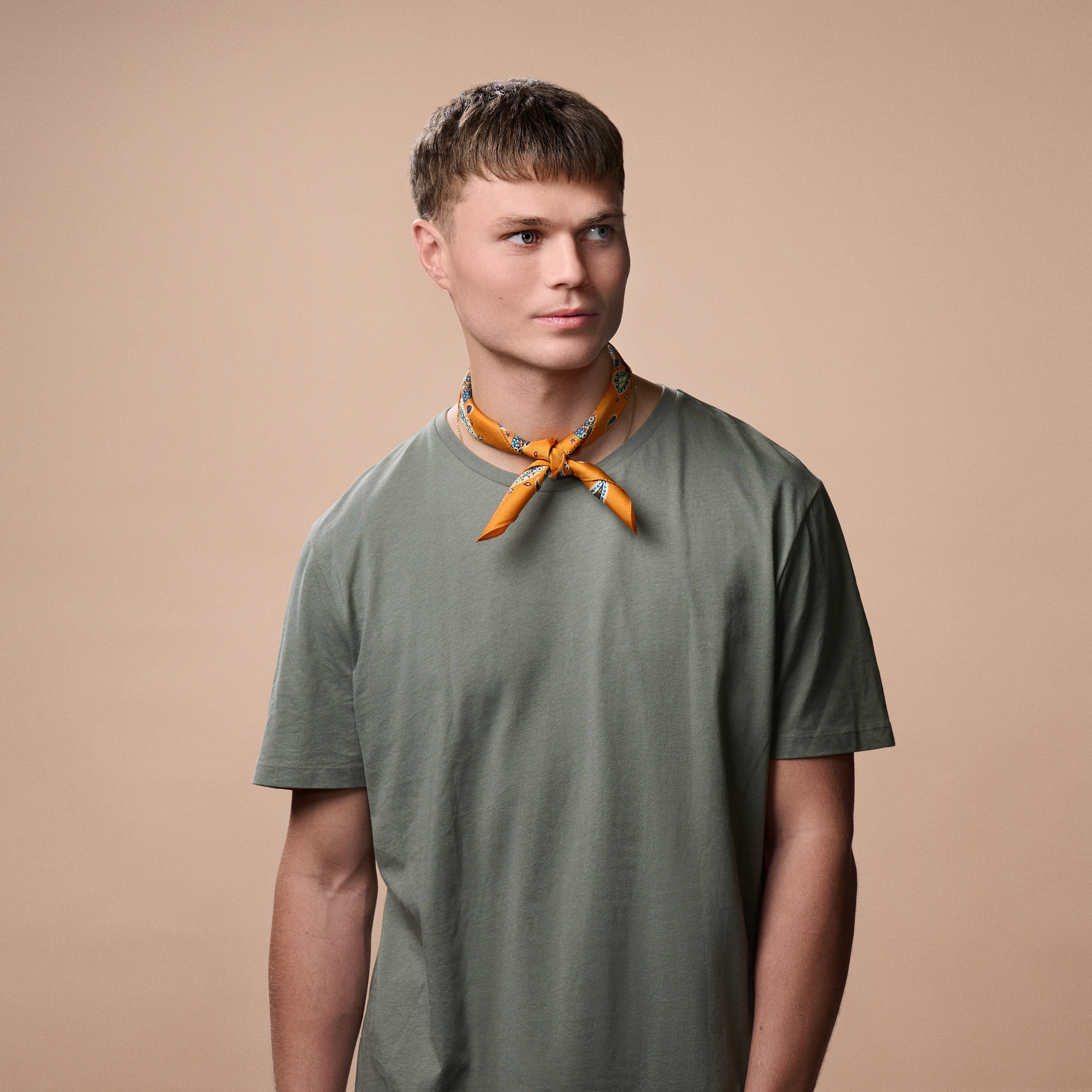 Virtuo | Foulard en soie à motifs cachemire mandarine - 3