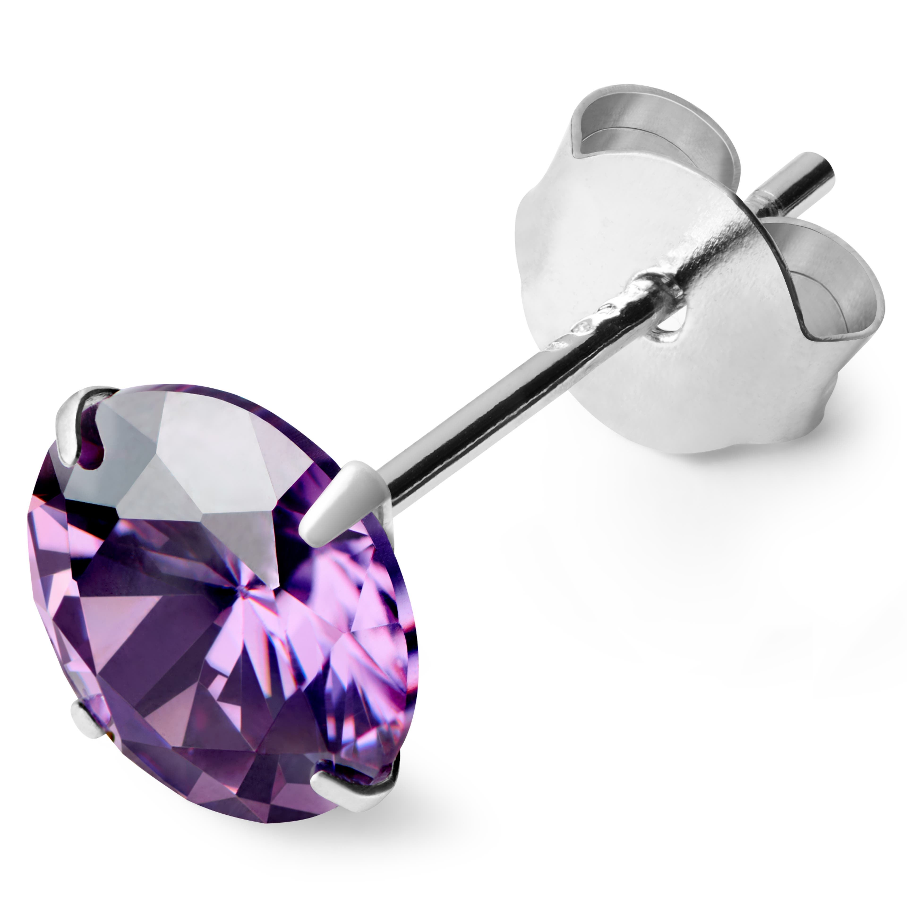 Light Purple 6 mm Zircon Stud Earring