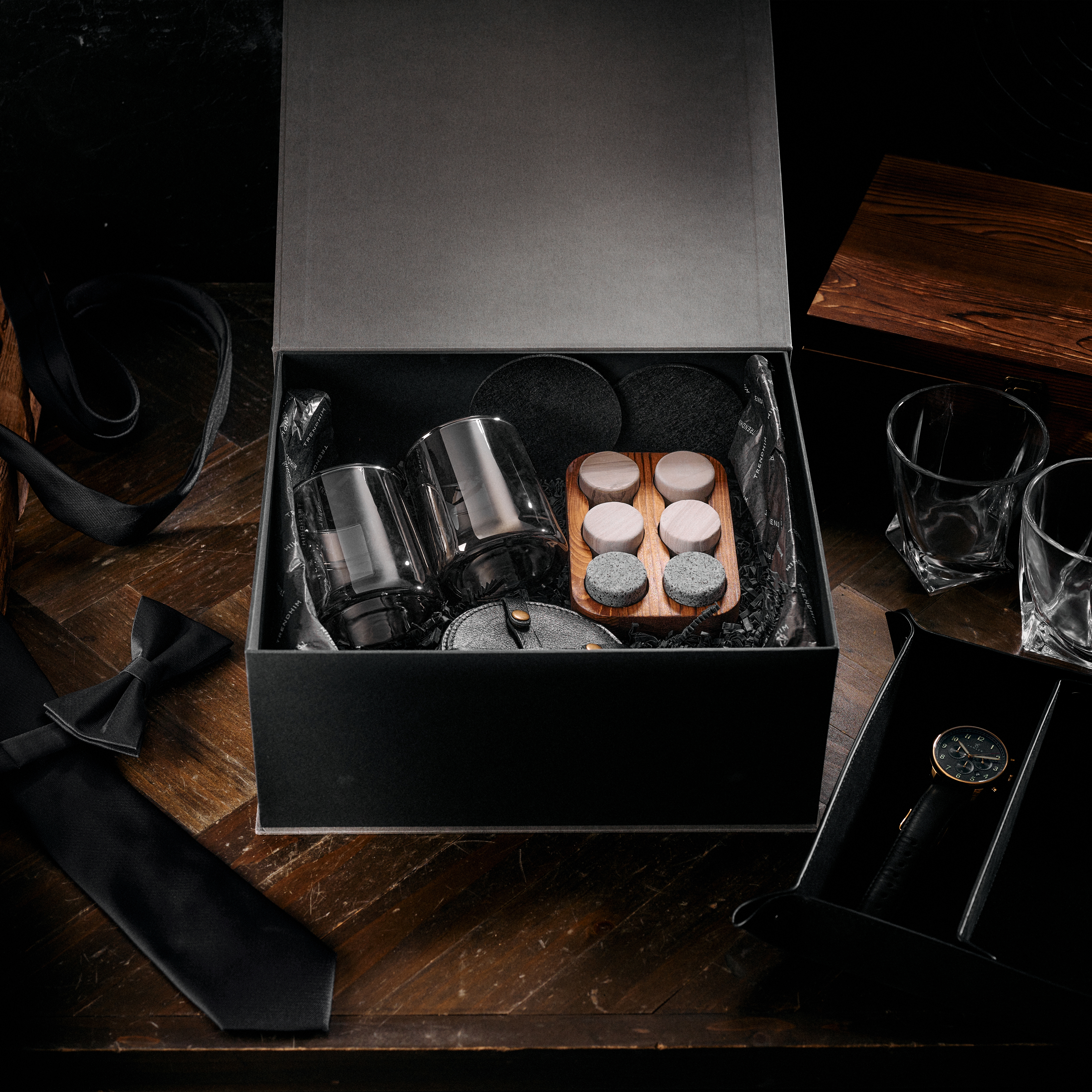 Coffret-cadeau pour amateur de whisky de luxe | Sous-verres en cuir - 4