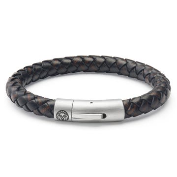 Collins | 8 mm Brown Woven Leather Bracelet