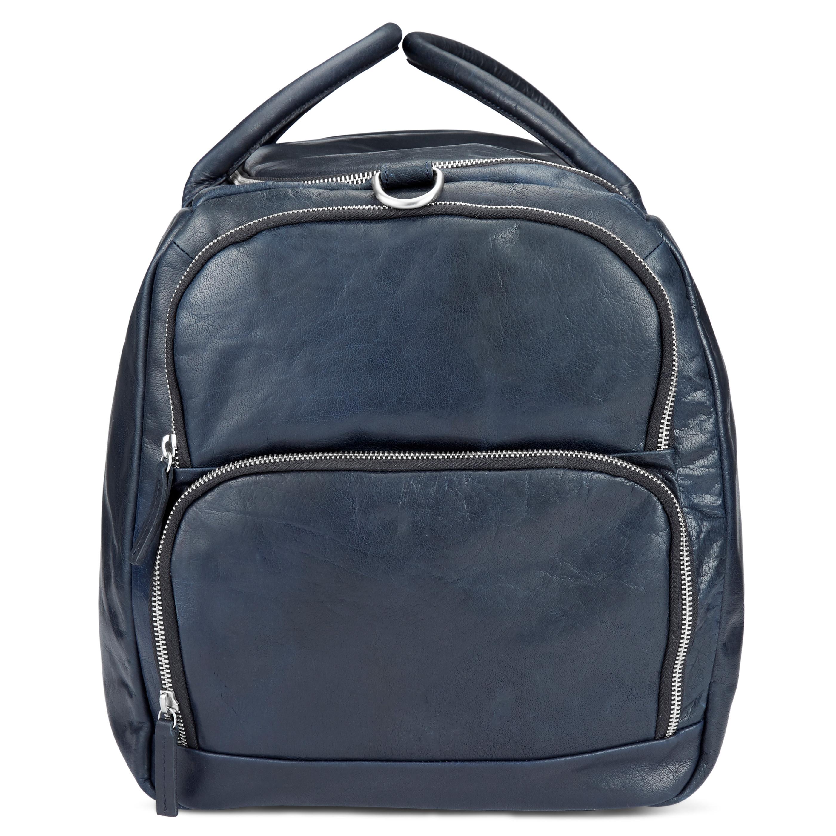 Montreal Large Navy Blue Leather Duffel Bag - 4