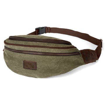 Tarpa | Olive Green & Dark Brown Bum Bag