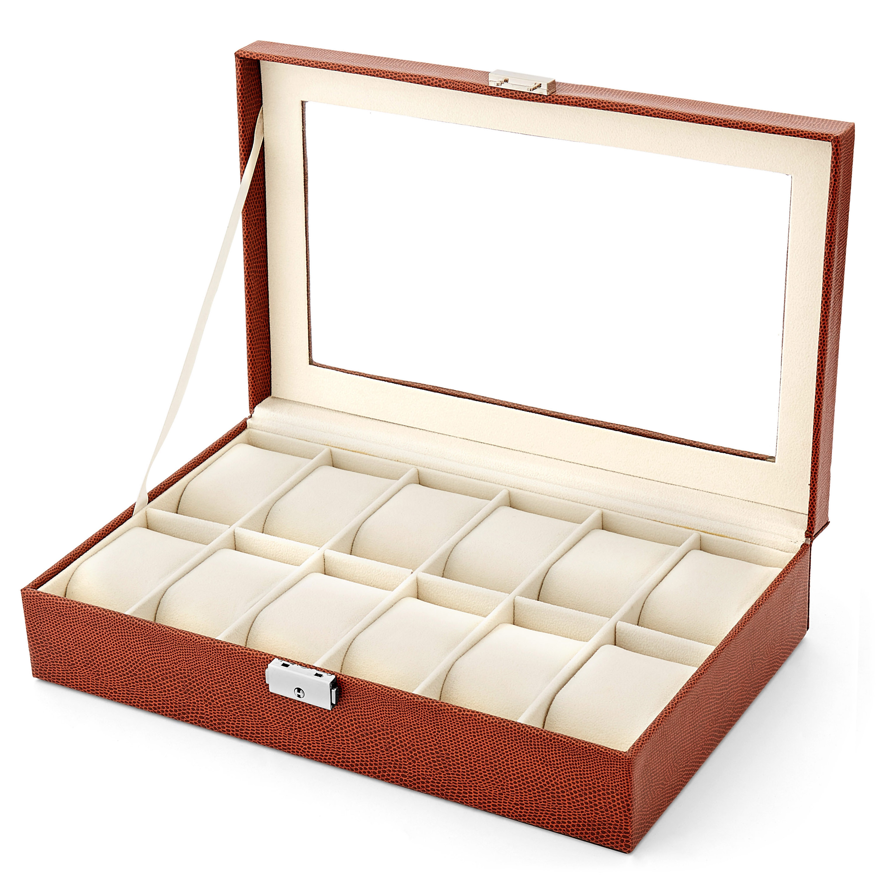 Roodbruine Horlogekast van Slangenleer - 12 Horloges - 2