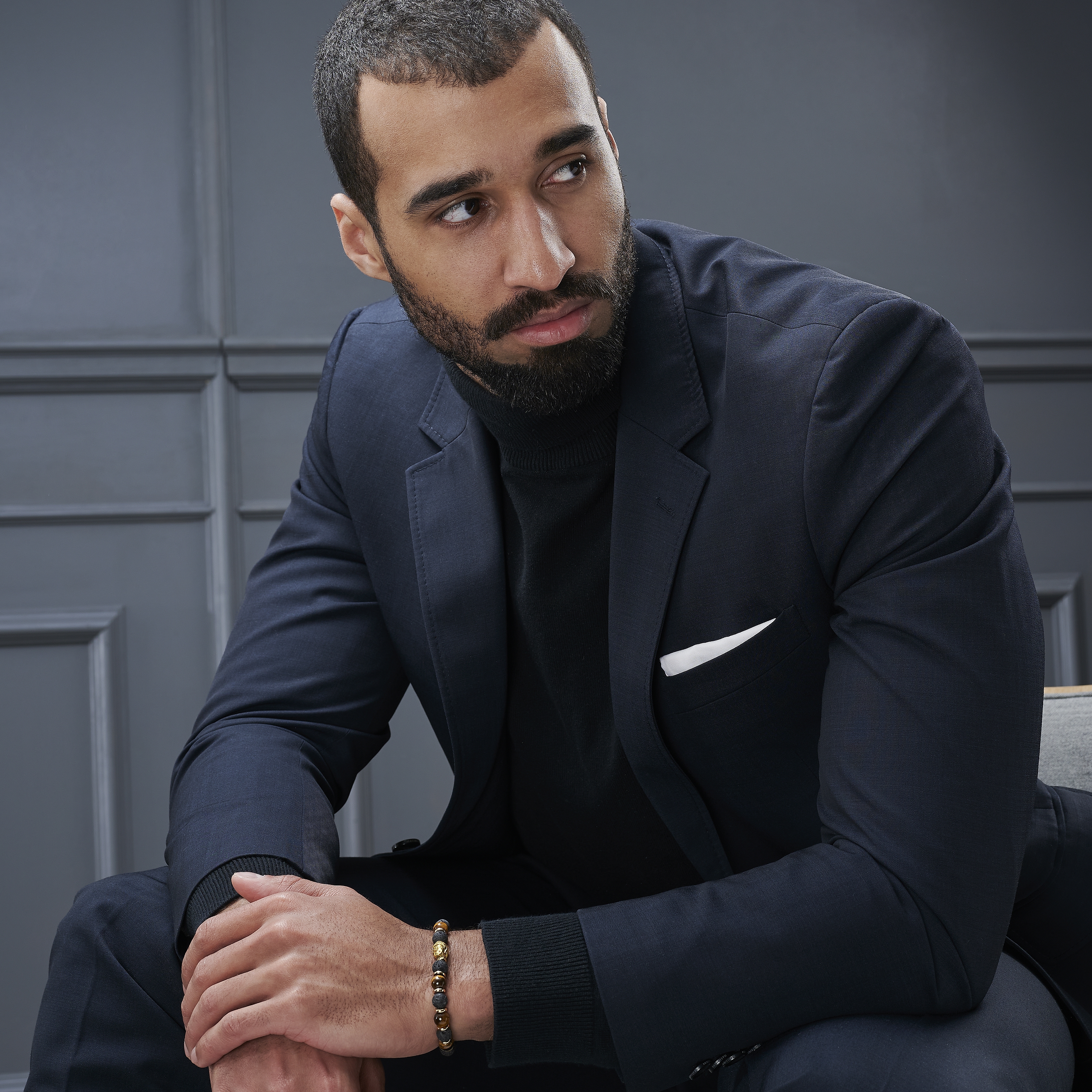 Bracelet tibétain pierres de lave et oeil de tigre - 4