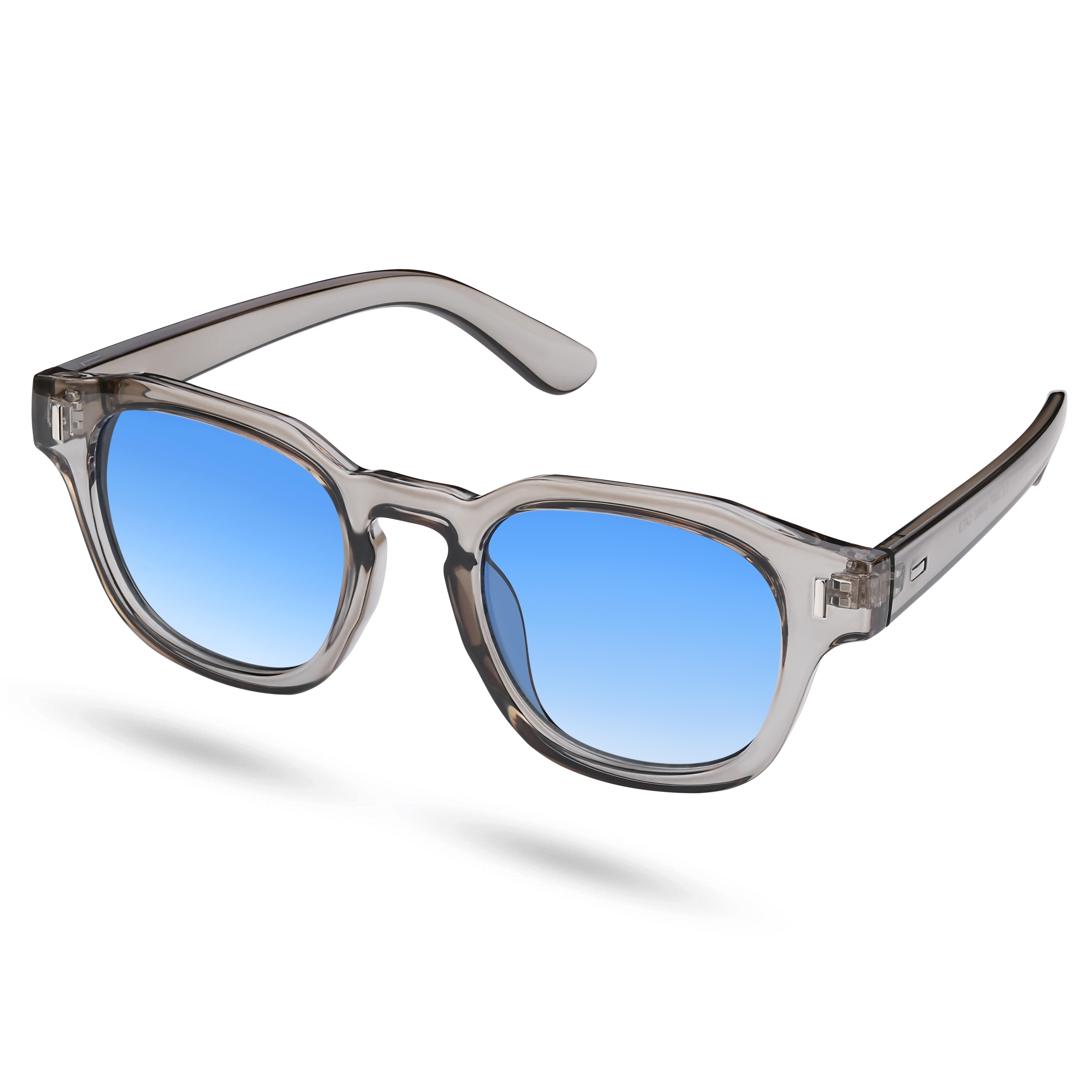 Priehľadné a modré gradientné geometrické slnečné okuliare s vyvýšeným rámom - 2