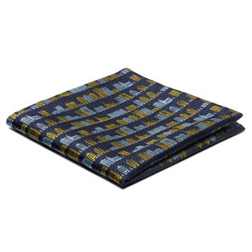 Navy Blue & Yellow Winter Wonderland Pocket Square Navy Blue & Yellow Winter Wonderland Pocket Square
