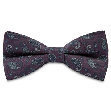 Boho | Dark Violet Paisley Silk Pre-Tied Bow Tie