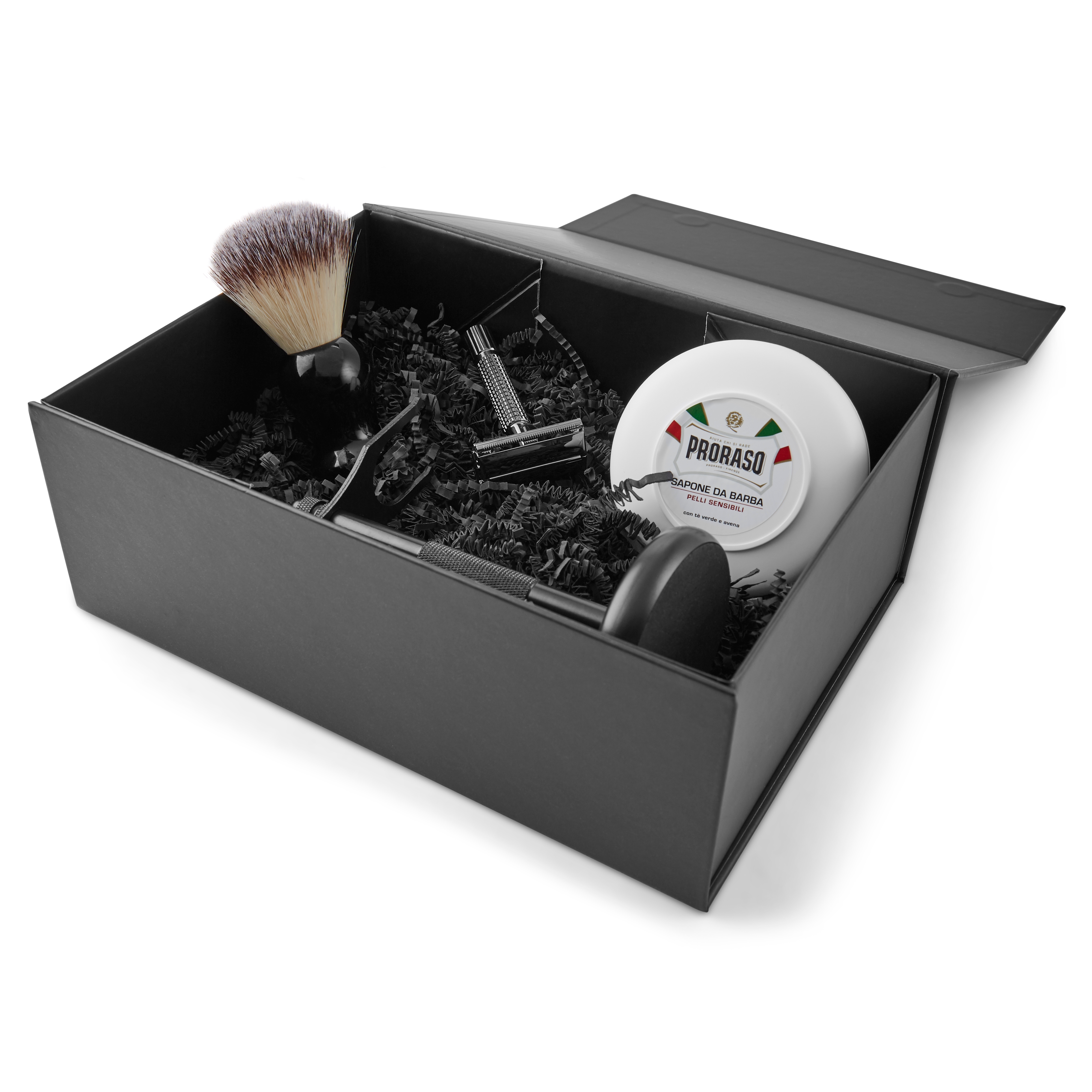Black Starter Synthetic Brush Shaving set - 3