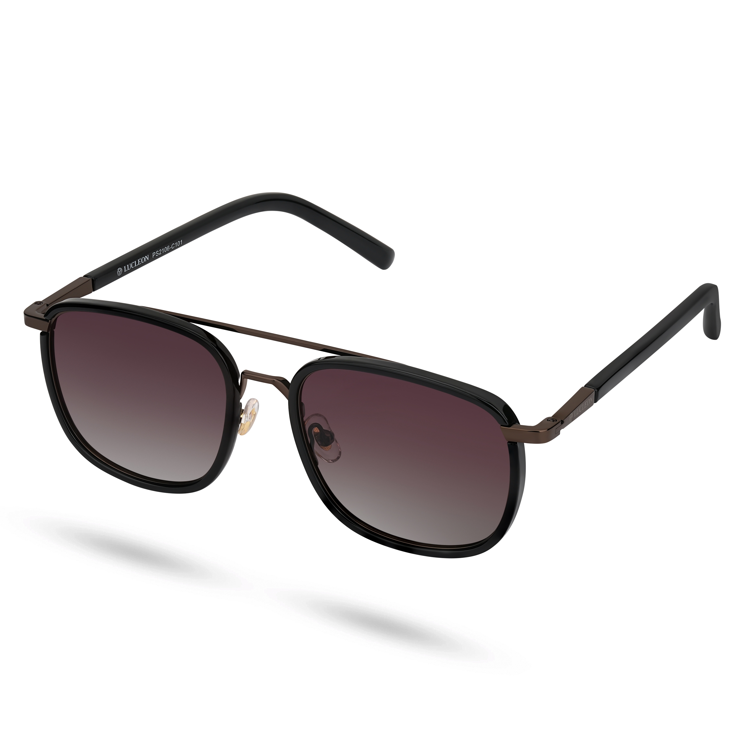 Black & Brown Gradient Double-Bridge Polarised Sunglasses - 2