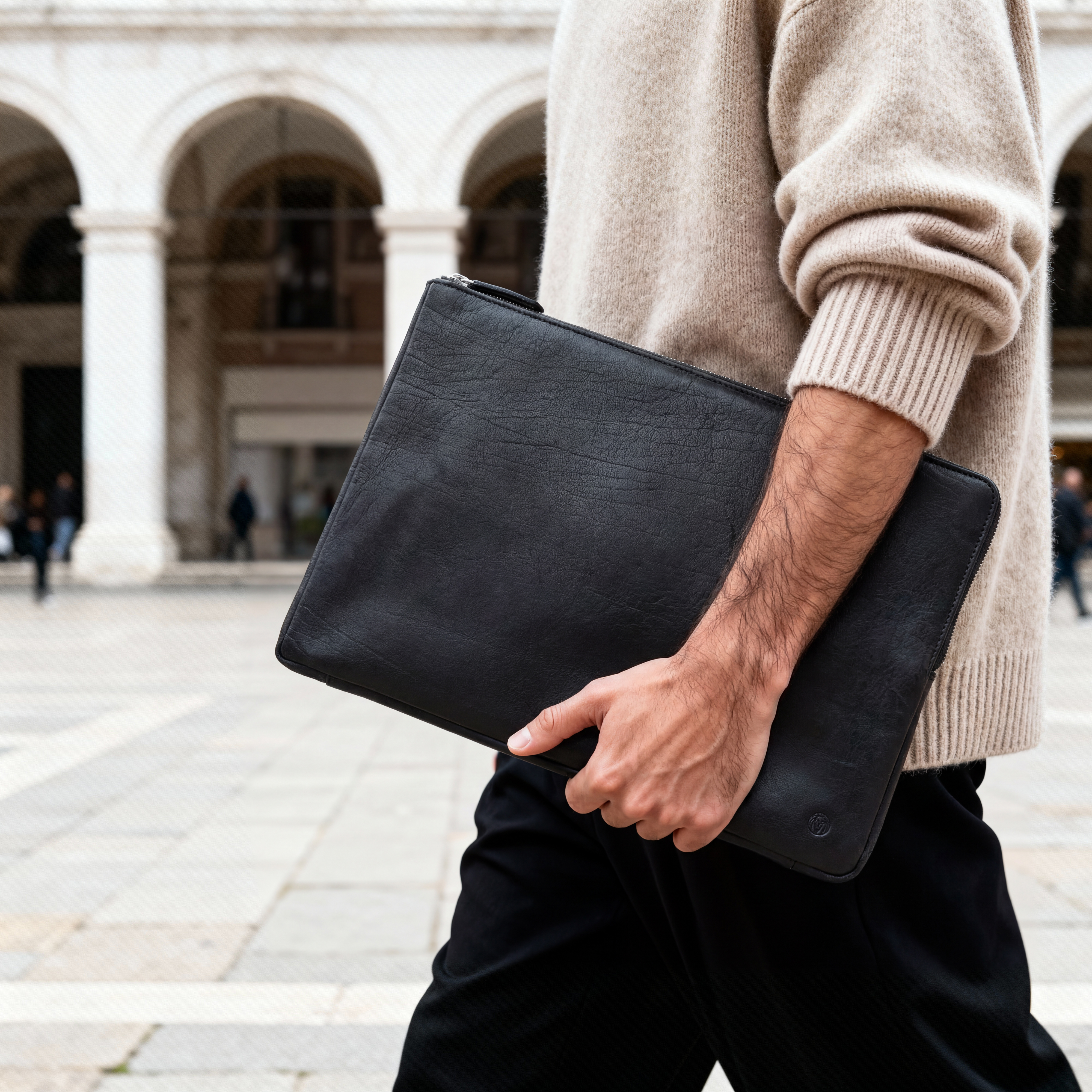Pieni musta nahkainen Montreal-suojakotelo kannettavalle tietokoneelle - 2