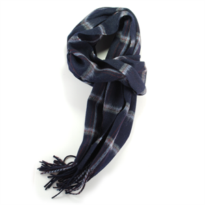 Blåt Ternet Uld Halstørklæde - 1