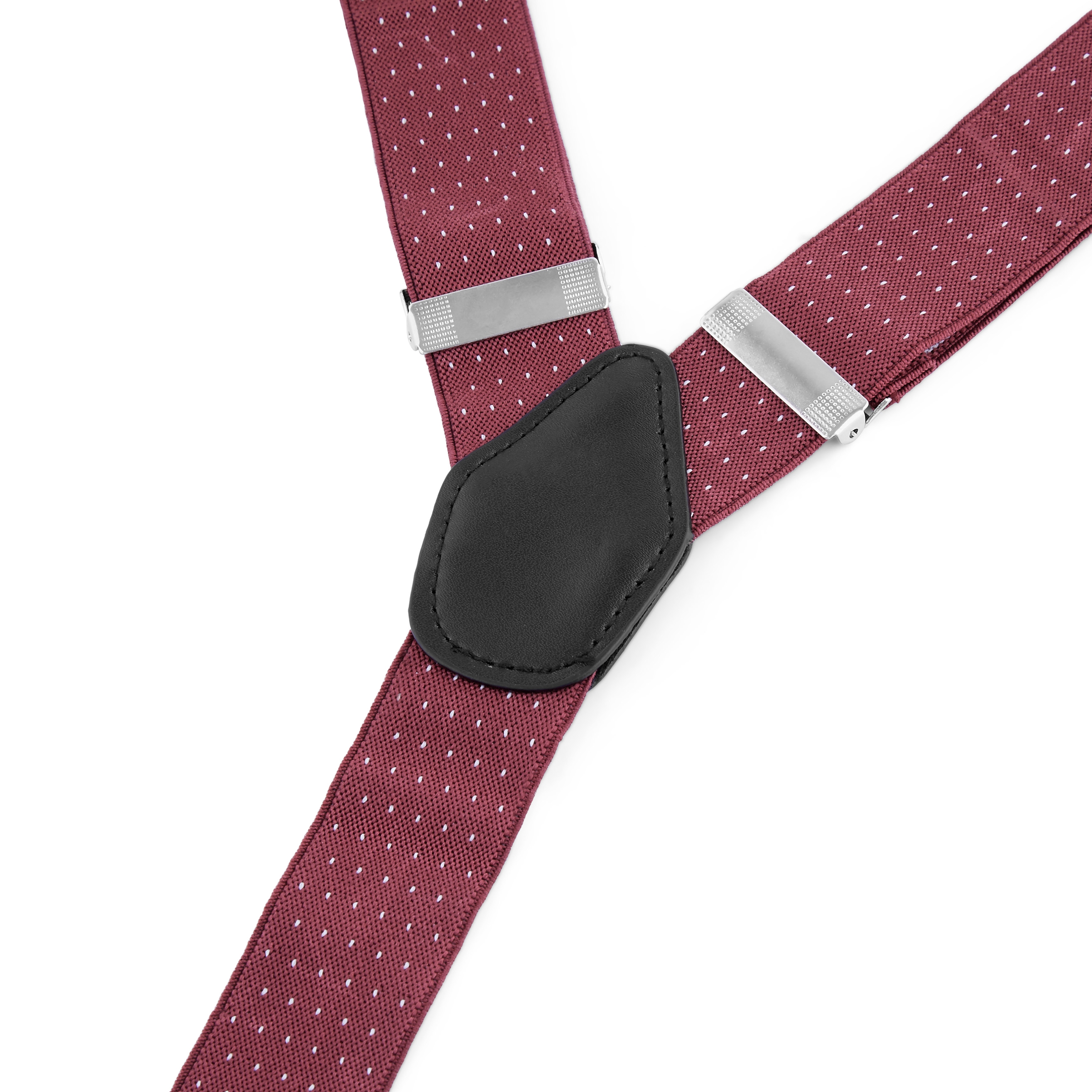 Bretelle larghe bordeaux a pois con clip - 3