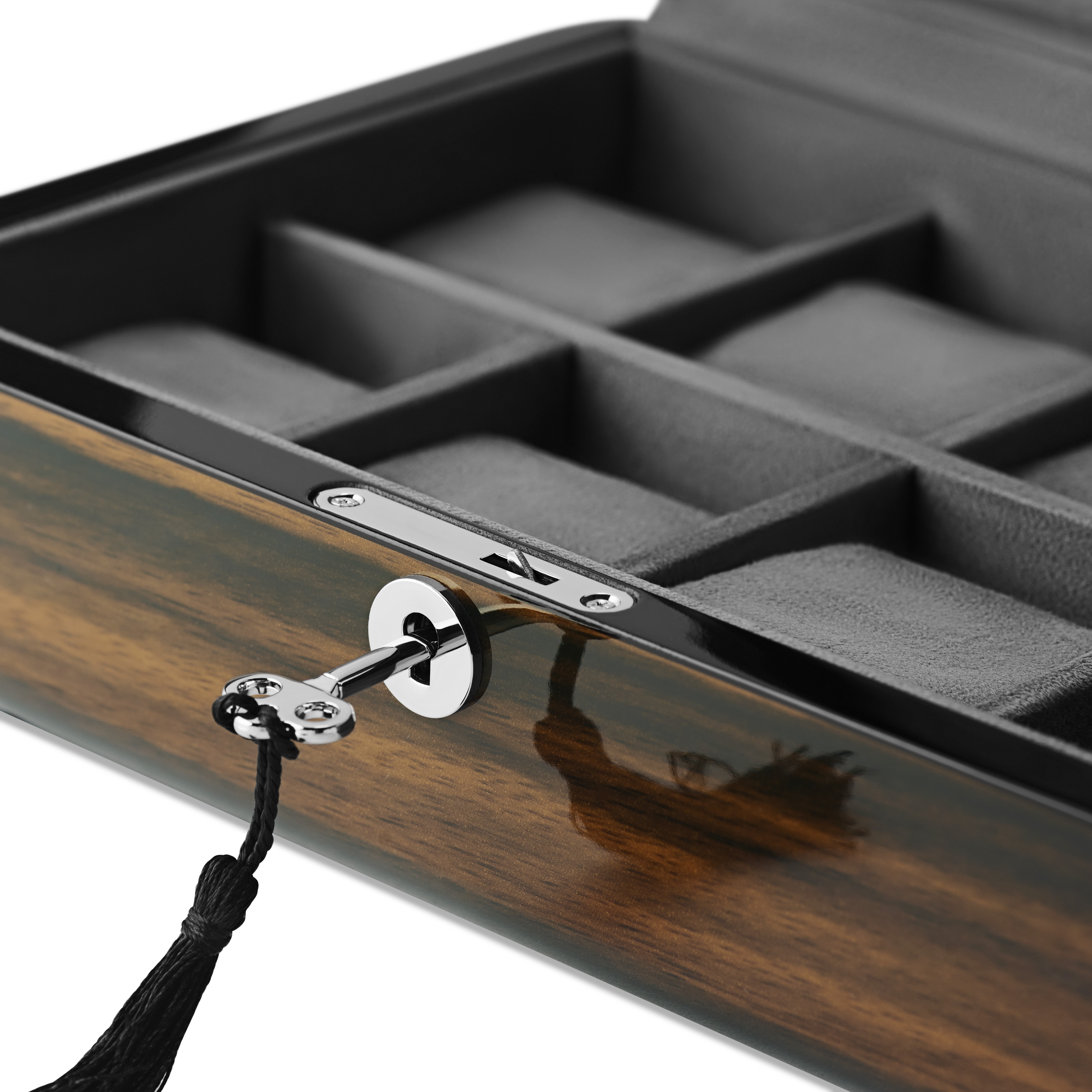 6 Slot Ebony Veneer Watch and Cufflink Box - 4