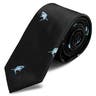 Black & Sky Blue Shark Pattern Polyester Tie