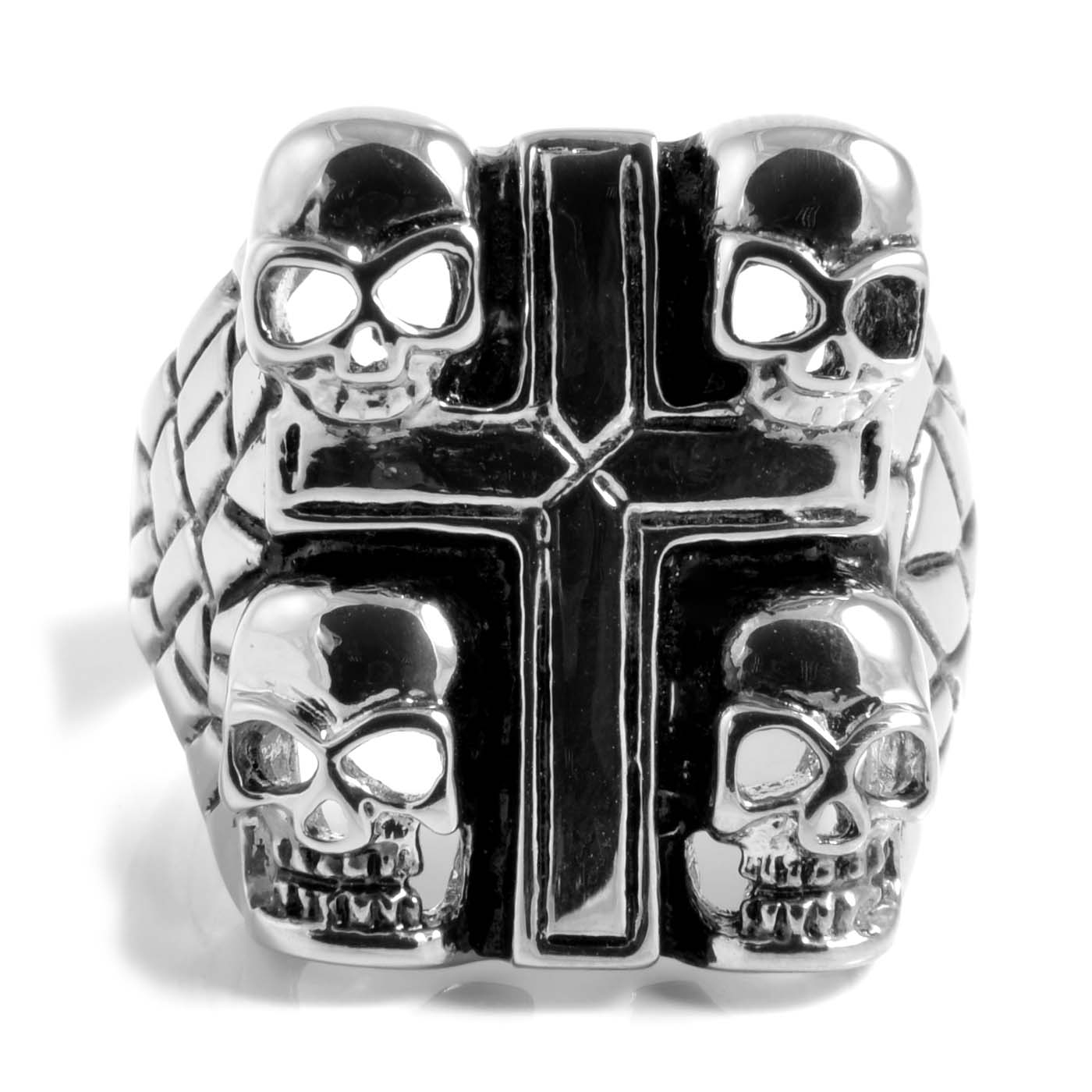 Stalen Schedelring met Kruismotief  - 2
