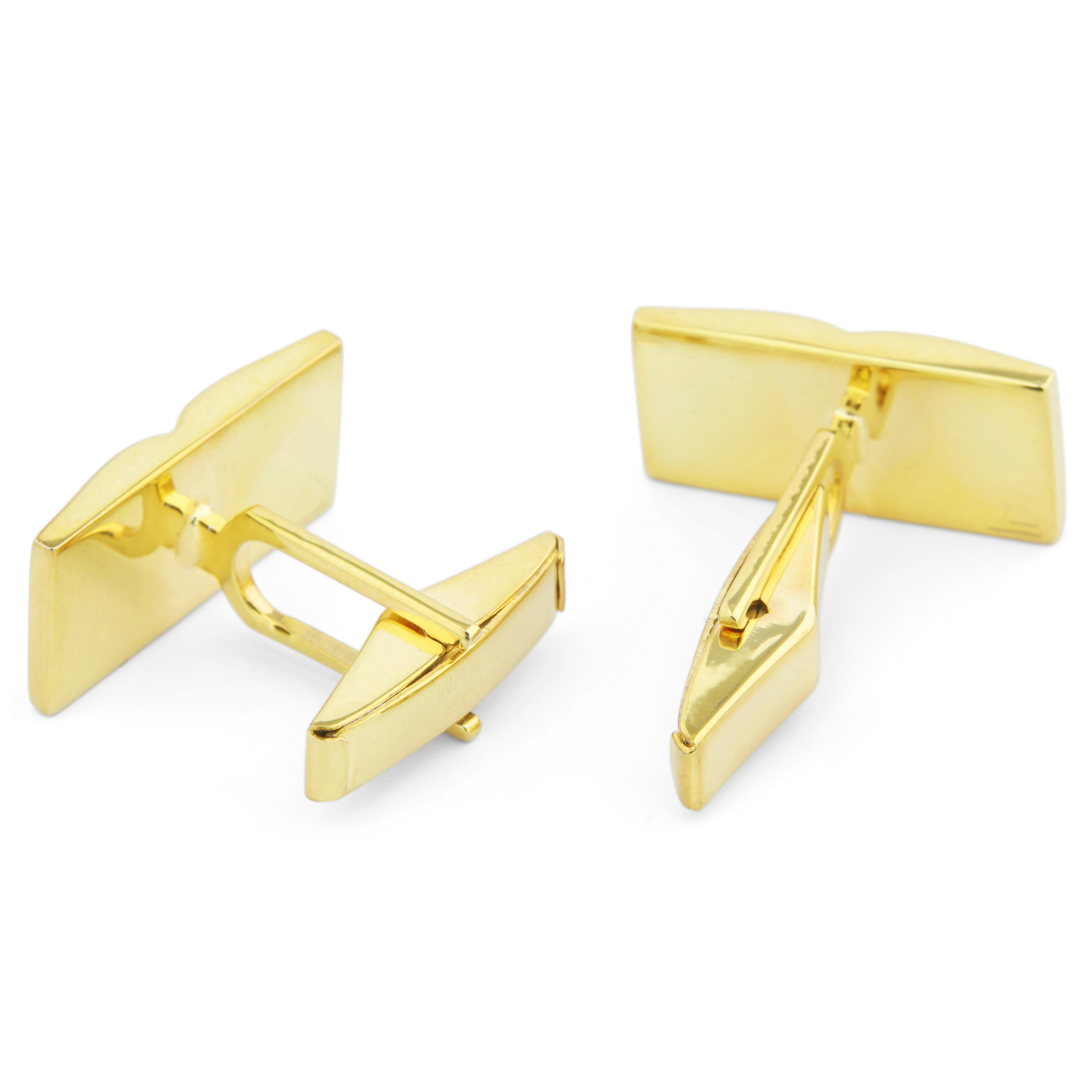 Gold 925s Single Groove Cufflinks - 3