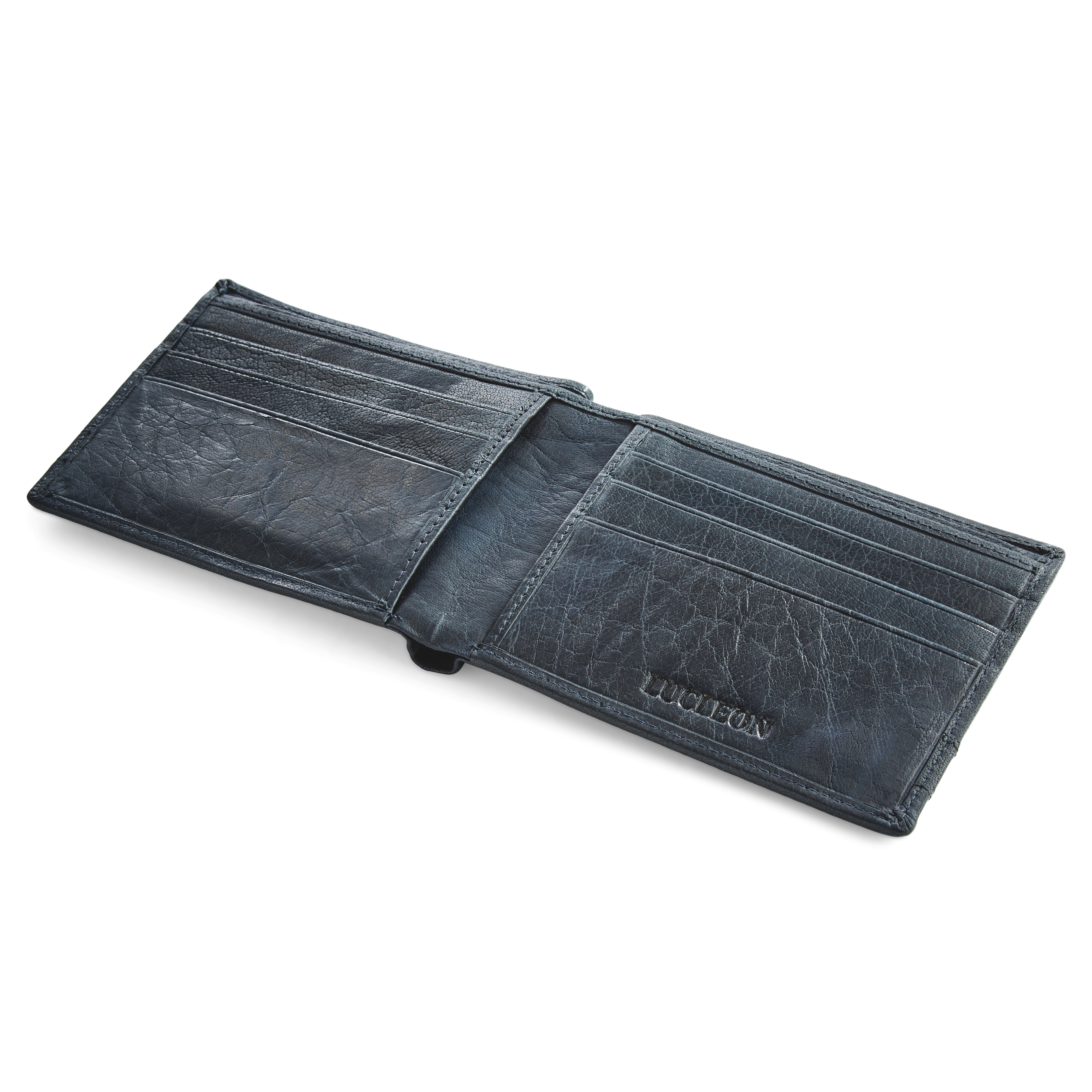 Cartera de cuero de lujo azul marino RFID Montreal - 6